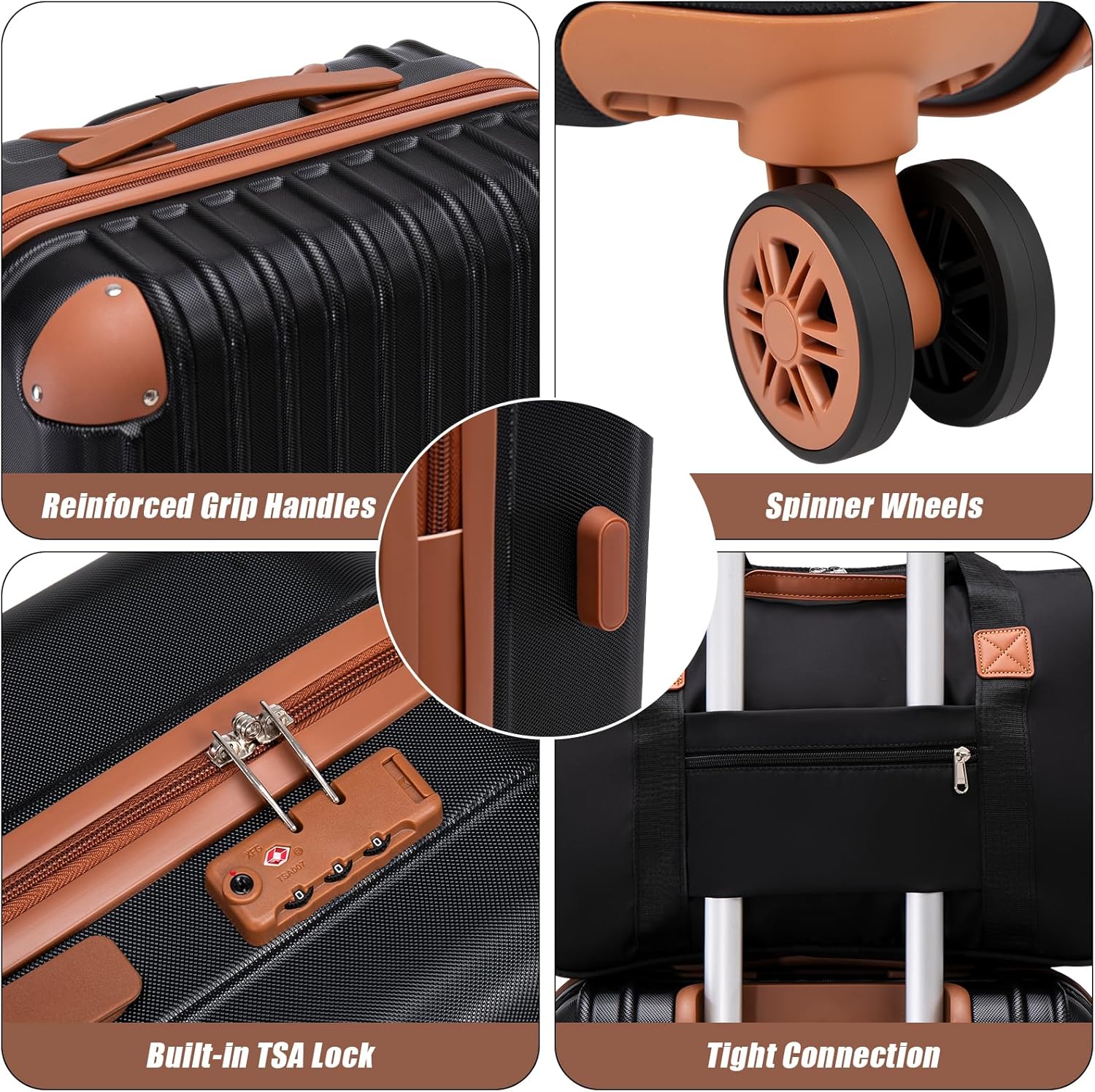 Alternative view of Cosbarn Luggage Sets 5 Piece Suitcases with Wheels, Suitcase Set ABS Hard Case Luggage with TSA Lock Spinner Wheels Durable Travel Luggage