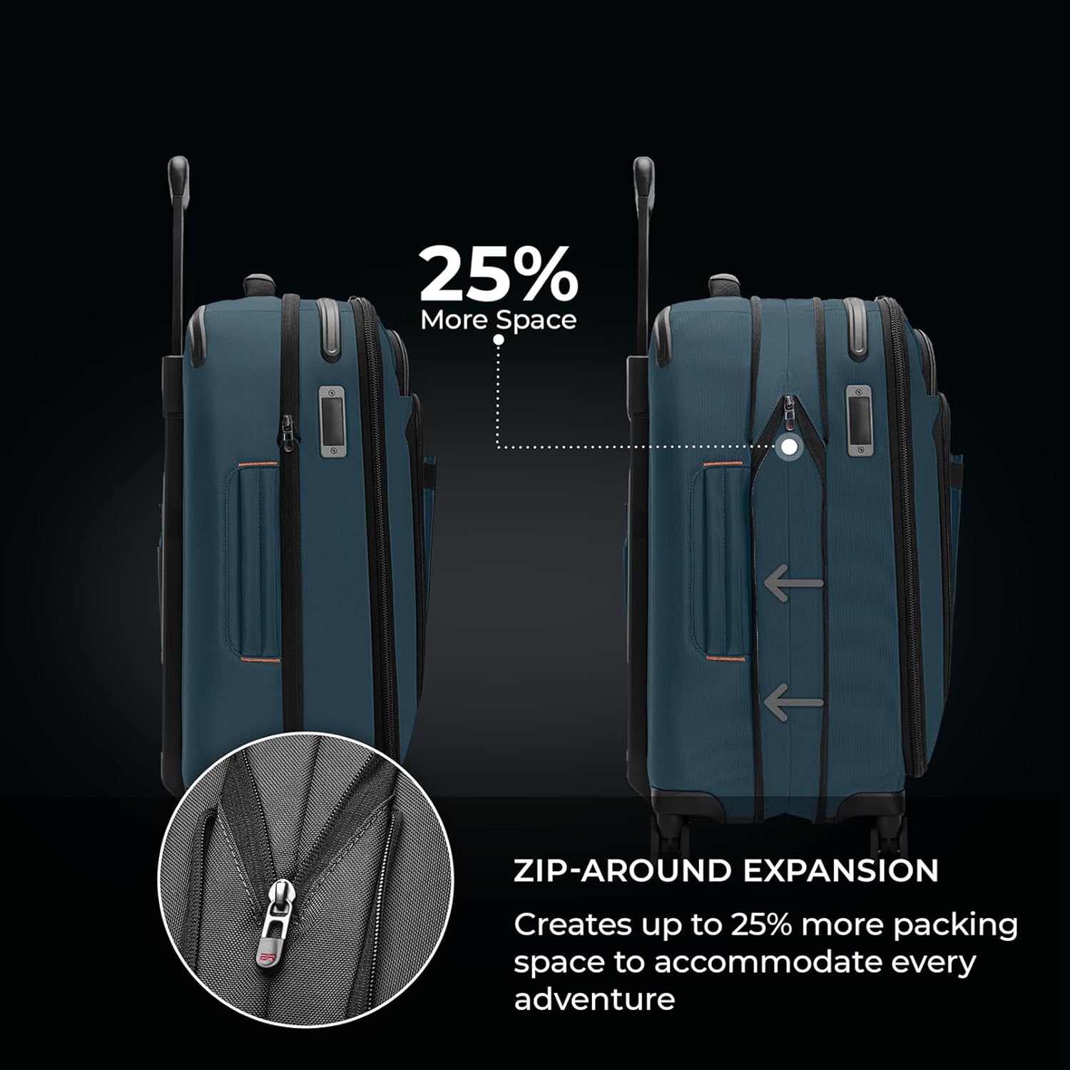 Alternative view of Briggs & Riley Domestic 22" Carry On Expandable Spinner - Luggage for Travel, Suitcases with Wheels, Softside Rolling Bag for Men & Women - ZDX Collection, Ocean