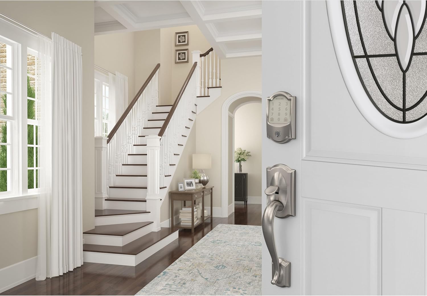 Schlage Encode Smart WiFi Deadbolt Lock for Front Door - Keyless Entry with App or Touchscreen - Works with Alexa, Hey Google, & Airbnb - Create Codes for Guests - Satin Nickel Silver