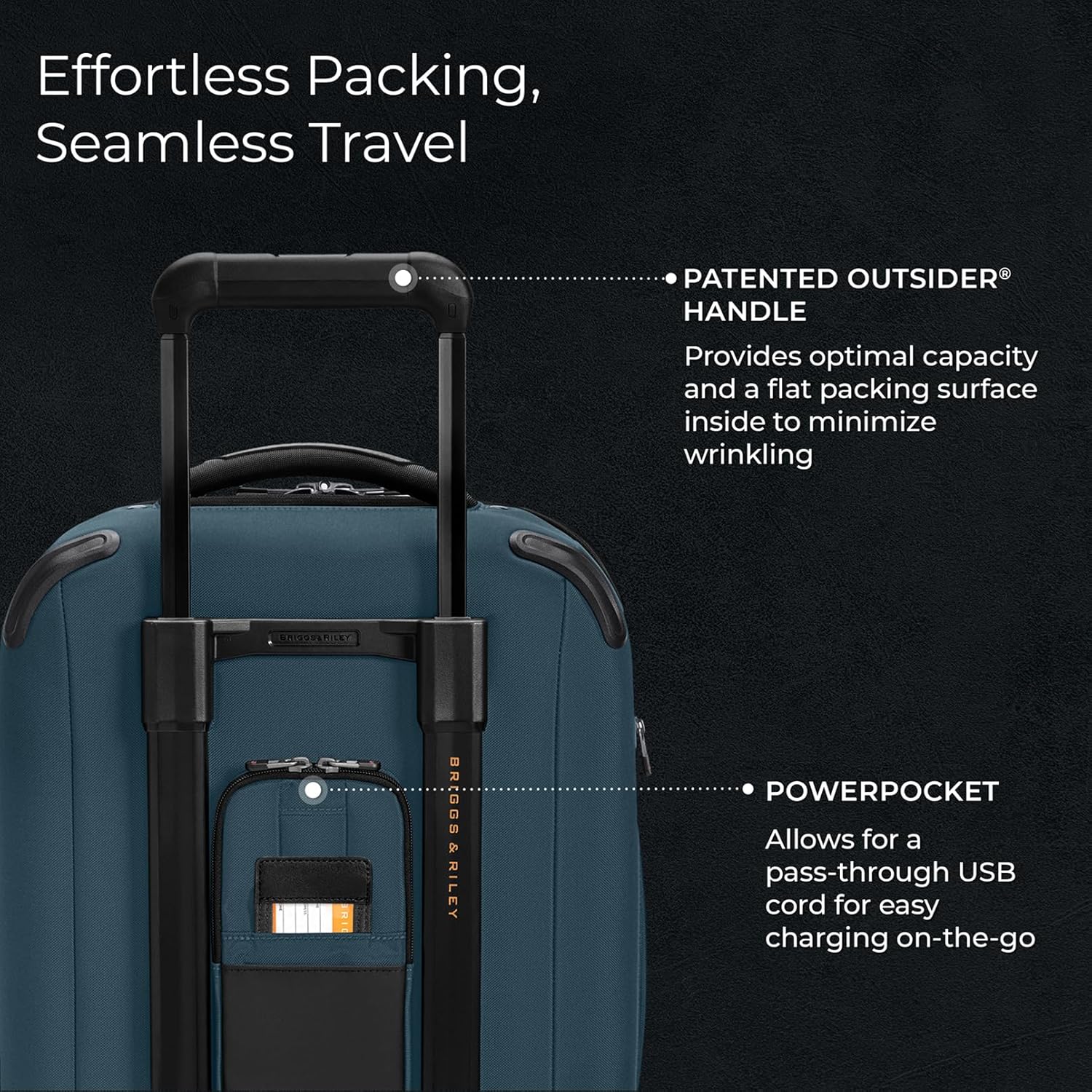 Briggs & Riley Domestic 22" Carry On Expandable Spinner - Luggage for Travel, Suitcases with Wheels, Softside Rolling Bag for Men & Women - ZDX Collection, Ocean - Image 3