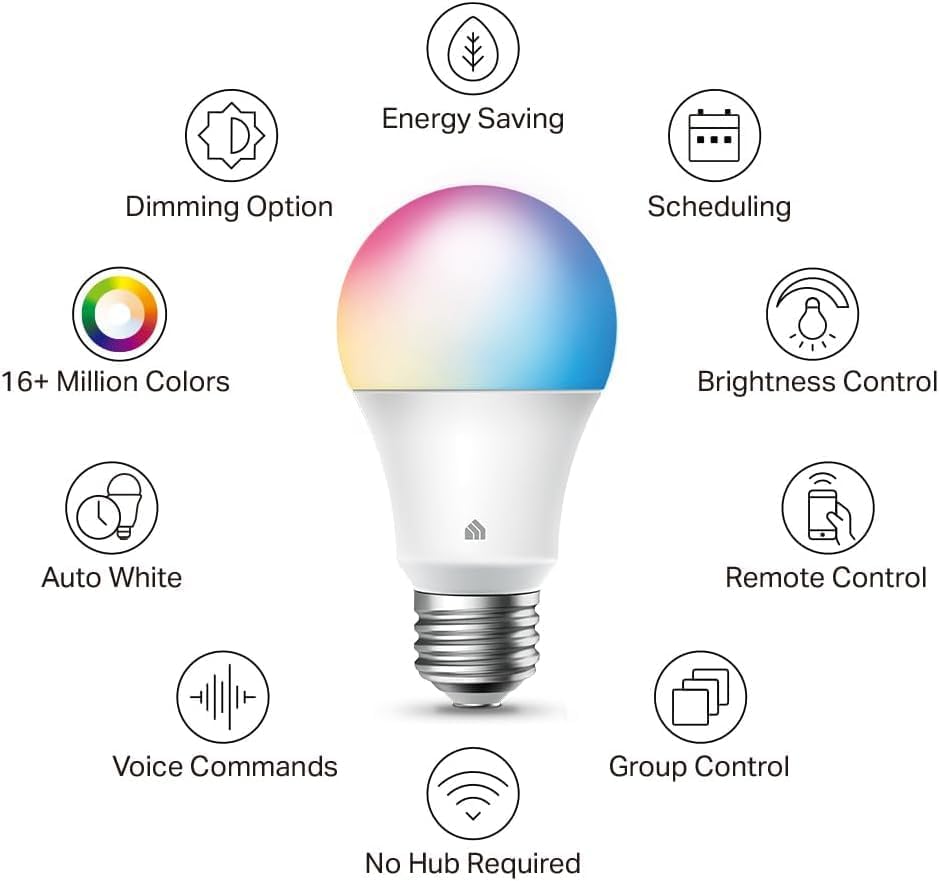Alternative view of Kasa Smart Light Bulbs, Full Color Changing Dimmable Smart WiFi Bulbs Compatible with Alexa and Google Home, A19, 9W 800 Lumens,2.4Ghz only, No Hub Required, 4 Count (Pack of 1), Multicolor (KL125P4)