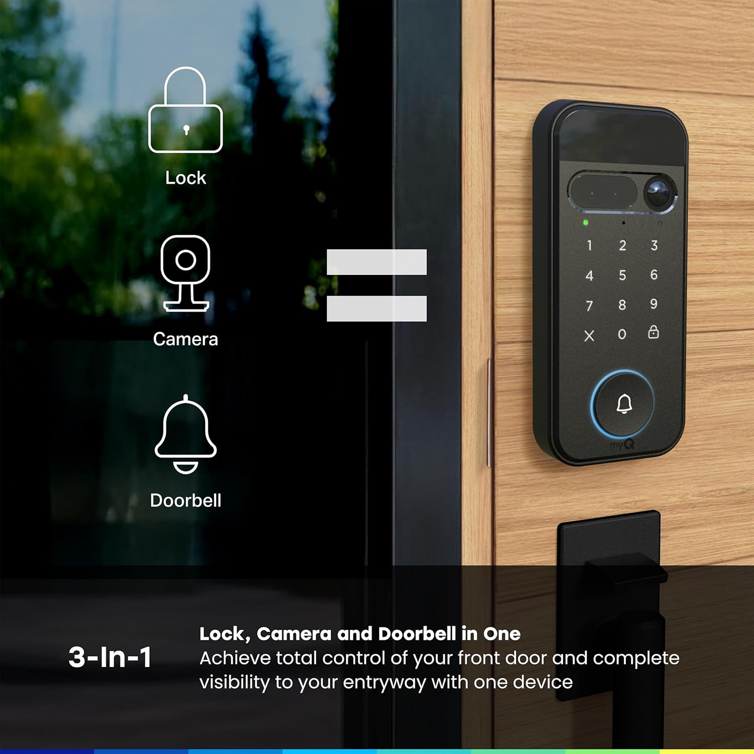 Alternative view of myQ Secure View™ 3-in-1 Smart Lock with 2K HDR Video Doorbell Camera, Face Access, Fingerprint Access, PIN & App Control u2014 Intelligent Entry with Built-in Camera, Color Night Vision & Two-Way Audio