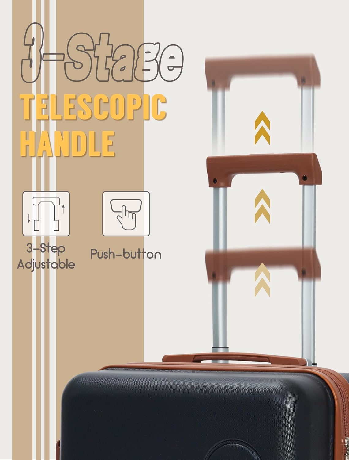 Alternative view of CONCEPTEN Luggage Sets 5 Piece, Suitcases with Wheels, Hardshell Suitcase Set, ABS Carry on Luggage Set with TSA Lock, Travel Luggage