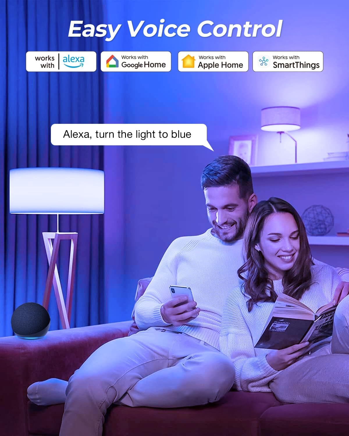 Alternative view of Matter E12 Smart Bulb, No Extra App Needed! RGBCW WiFi Bulb Compatible with Apple Home/Siri, Alexa & Google. Timer & Group Control, Perfect for Bedroom/Living Room Lamps, Candelabra Base