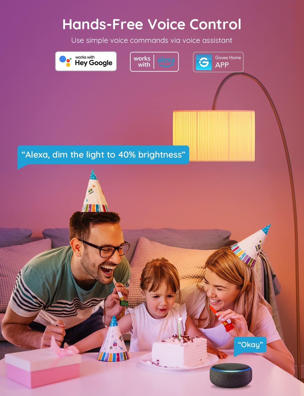 Alternative view of Govee Smart Light Bulbs, WiFi Bluetooth Color Changing Bulbs, Music Sync, 54 Dynamic Scenes, 16 Million DIY Colors RGB Light Bulbs, Work with Alexa, Google Assistant, 800 Lumen, 8 Pack