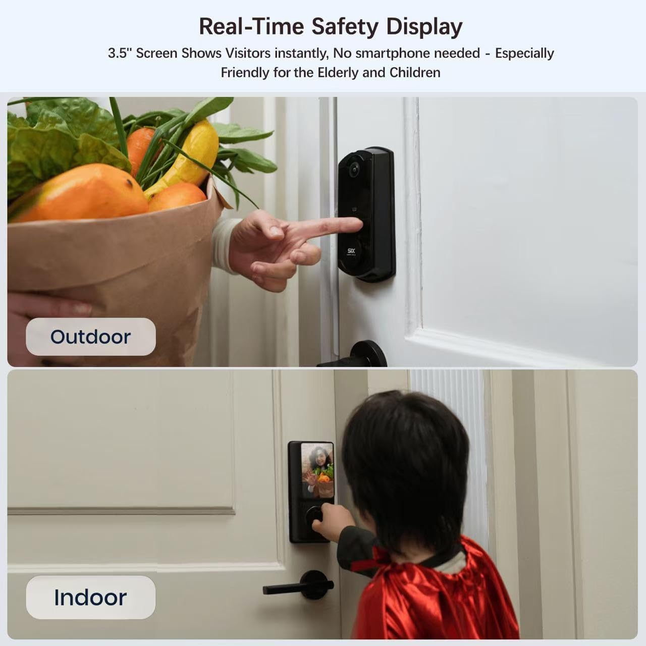 Alternative view of SMRTIPLX Video Smart Lock S398, 4-in-1 Camera + Video Doorbell + Fingerprint Keyless Door Lock + Indoor Display Monitor, Smart WiFi Deadbolt, App Remote Control, Easy Installation, Chime Included