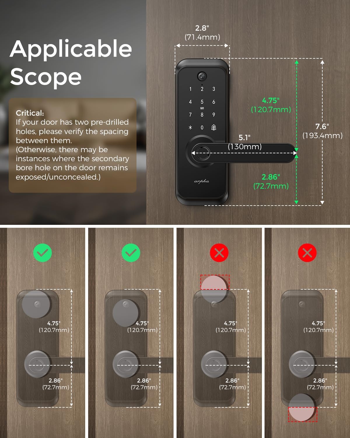 WiFi Video Smart Lock with Camera & Handle - 6-in-1 Keyless Entry (Fingerprint/App/Keypad/FOB/Key), Electric Deadbolt Door Knob for Front, Built-in WiFi, 2-Way Audio, Auto-Lock, Waterproof - Black