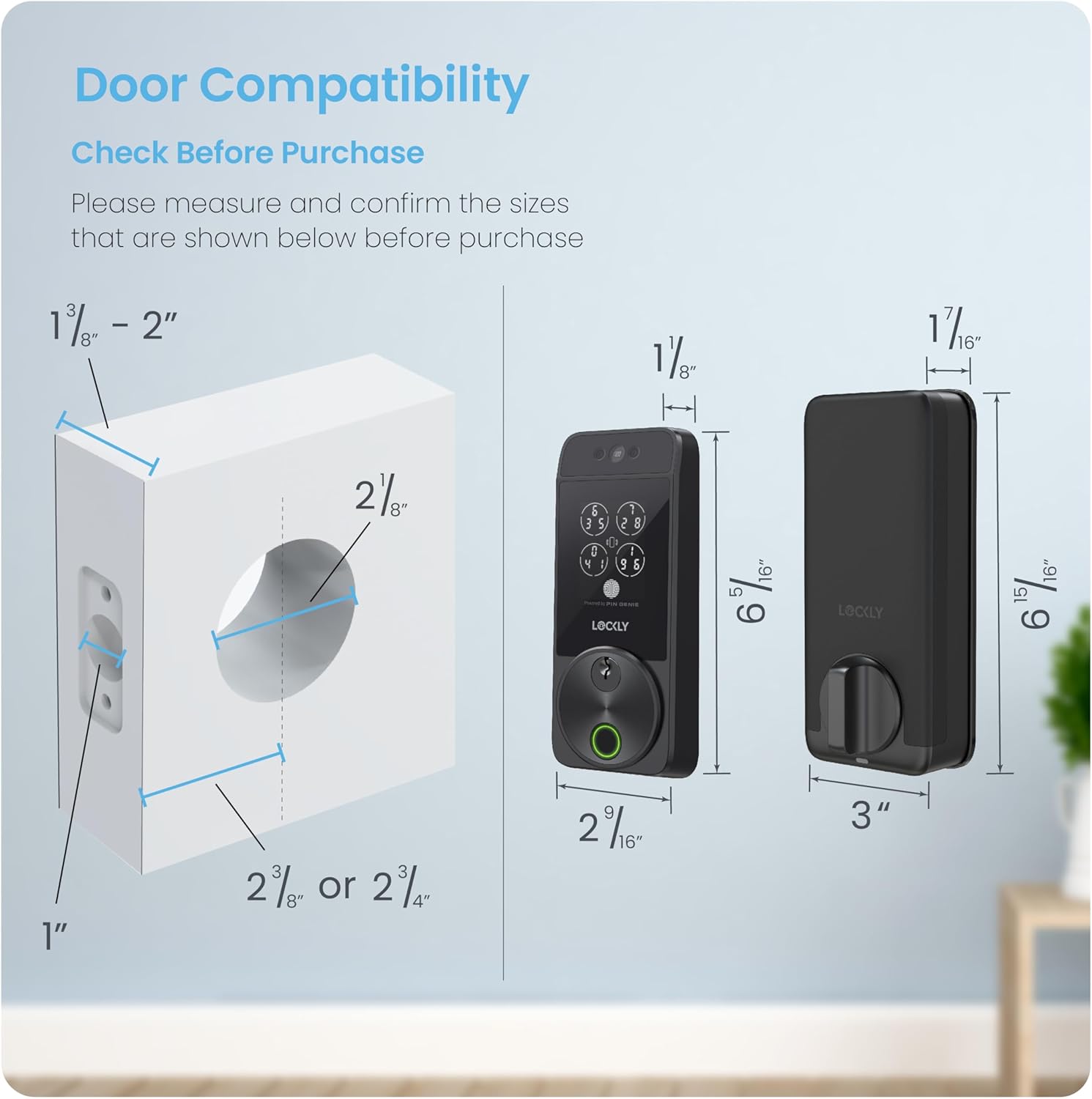 Lockly Visage Facial Recognition Smart Lock, Zeno Series, Fingerprint Keyless Entry Door Lock, Built-in Wi-Fi Deadbolt with Apple Home Key, PIN Genie Keypad, App Remote Control, Easy Installation