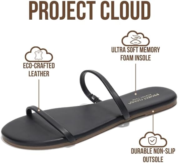 Alternative view of Project Cloud Summer Sandals for Women 2026 - Memory Foam Insole and Eco-Crafted Leather Beach Flip Flops for Women - Non Slip and Lightweight Double Strap Womens Sandals (Transition)