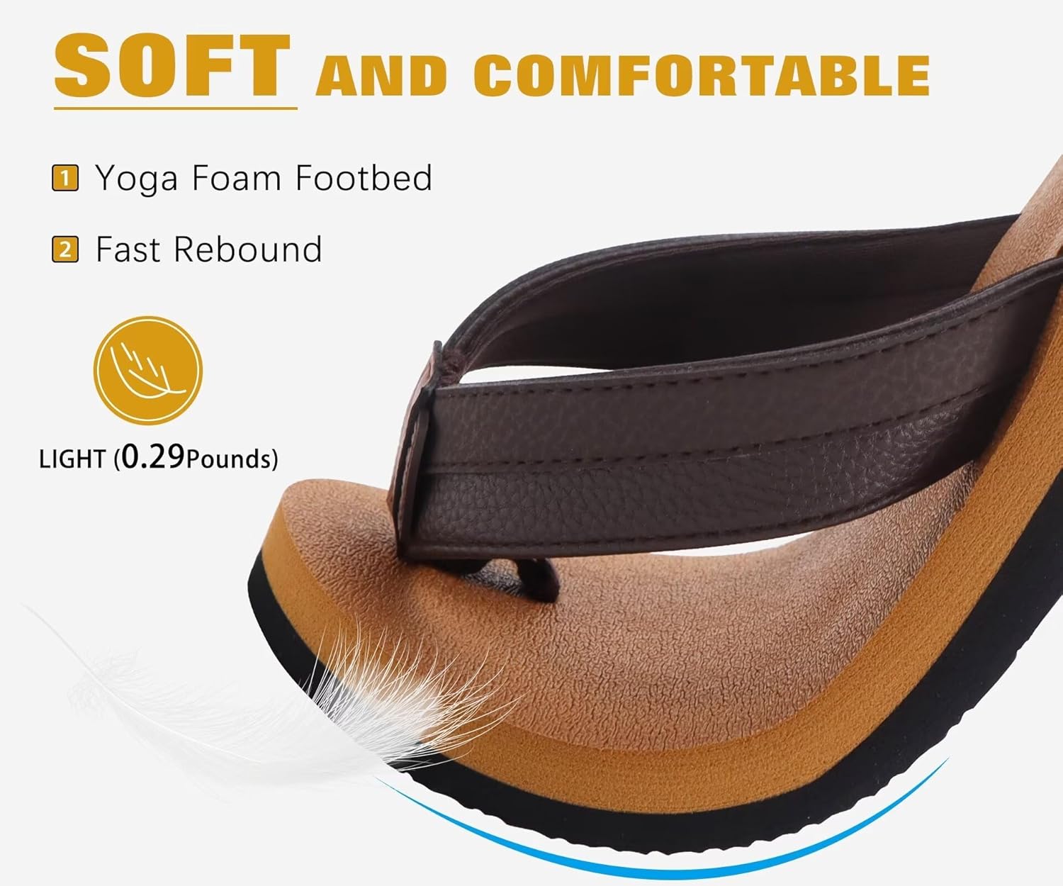 Alternative view of KuaiLu Men's Yoga Mat Leather Flip Flops with Arch Support Comfortable Cushion Walking Thong Sandals Slip On Indoor Outdoor