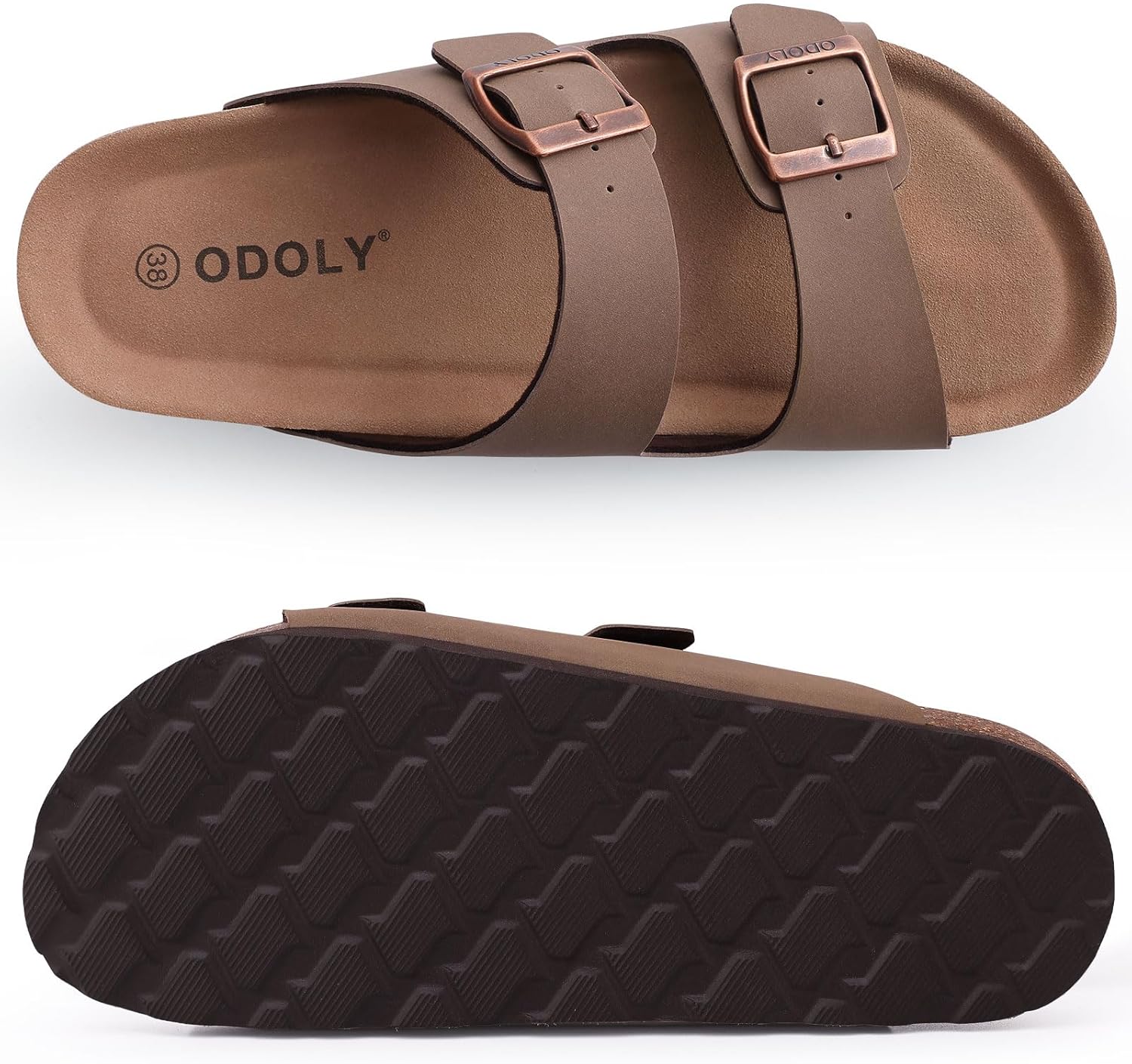 ODOLY Unisex Cork Footbed Slide Sandal, Arch Support Summer Outdoor Sandals with Adjustable Buckle for Women and Men - Image 5