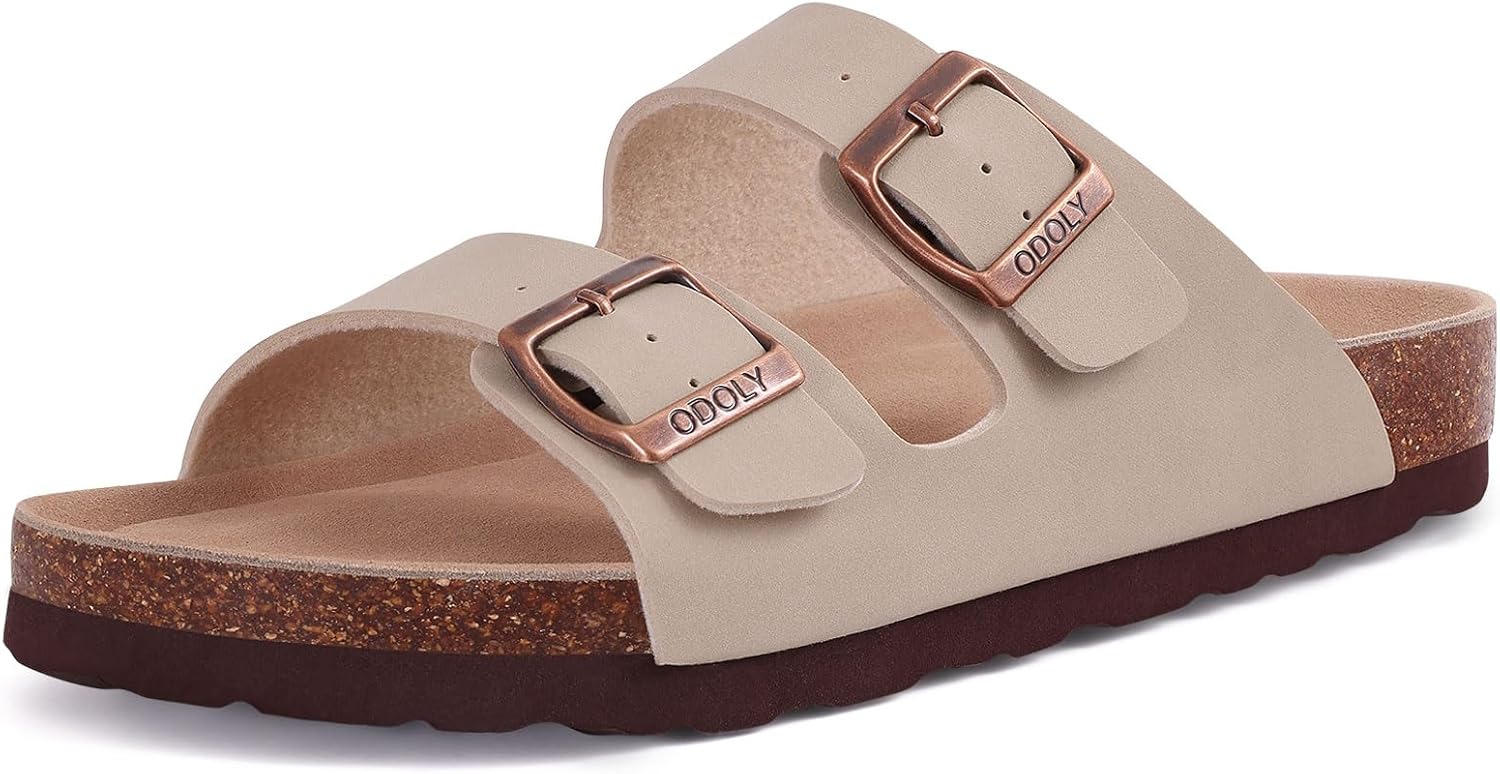 ODOLY Unisex Cork Footbed Slide Sandal, Arch Support Summer Outdoor Sandals with Adjustable Buckle for Women and Men - Image 6