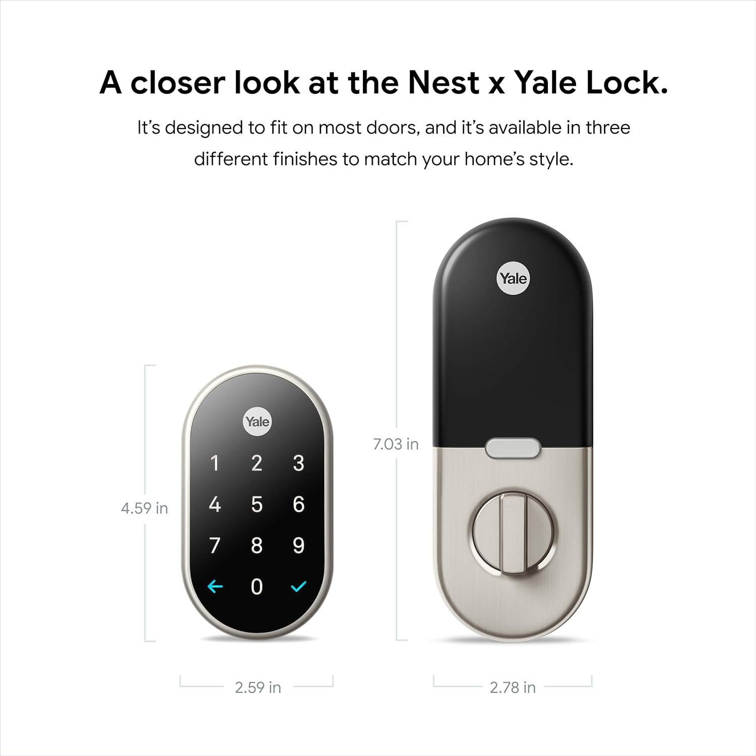 Alternative view of Google Nest x Yale Lock - Tamper-Proof Smart Lock for Keyless Entry - Keypad Deadbolt Lock for Front Door - Satin Nickel