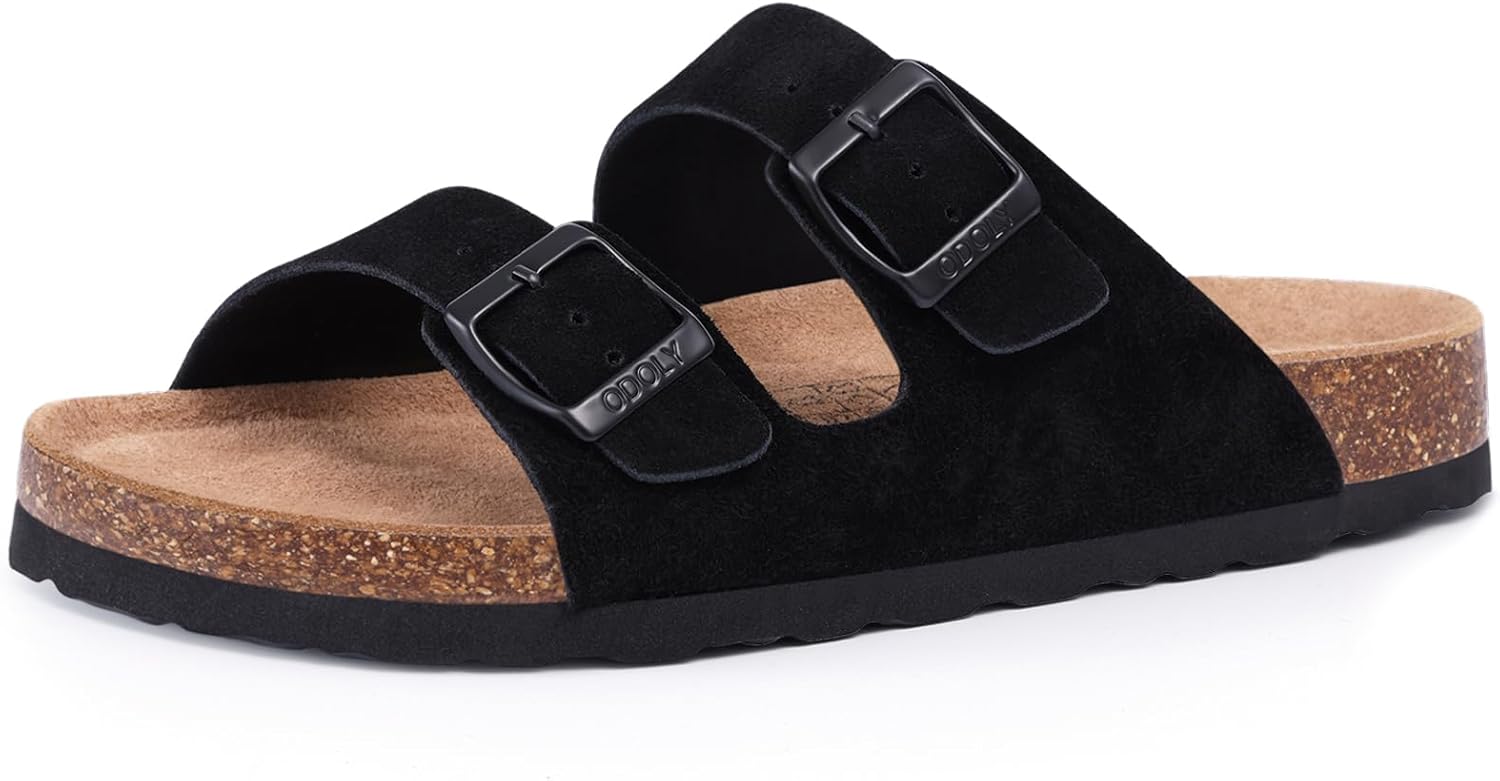 ODOLY Unisex Cork Footbed Slide Sandal, Arch Support Summer Outdoor Sandals with Adjustable Buckle for Women and Men - Image 8