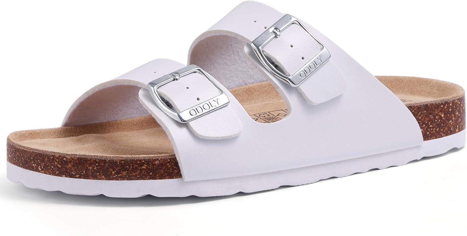 ODOLY Unisex Cork Footbed Slide Sandal, Arch Support Summer Outdoor Sandals with Adjustable Buckle for Women and Men - Image 9