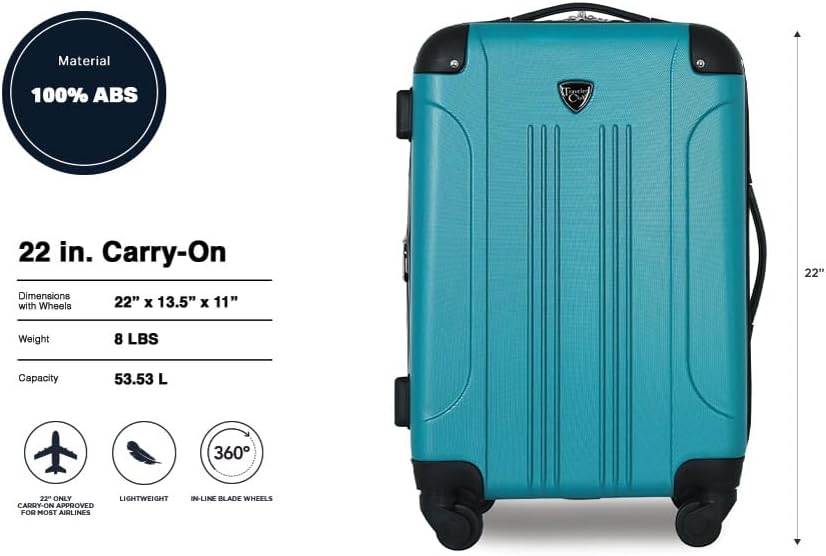 Alternative view of Travelers Club Chicago Hardside Expandable Spinner Luggage, Teal, 22" Carry-On
