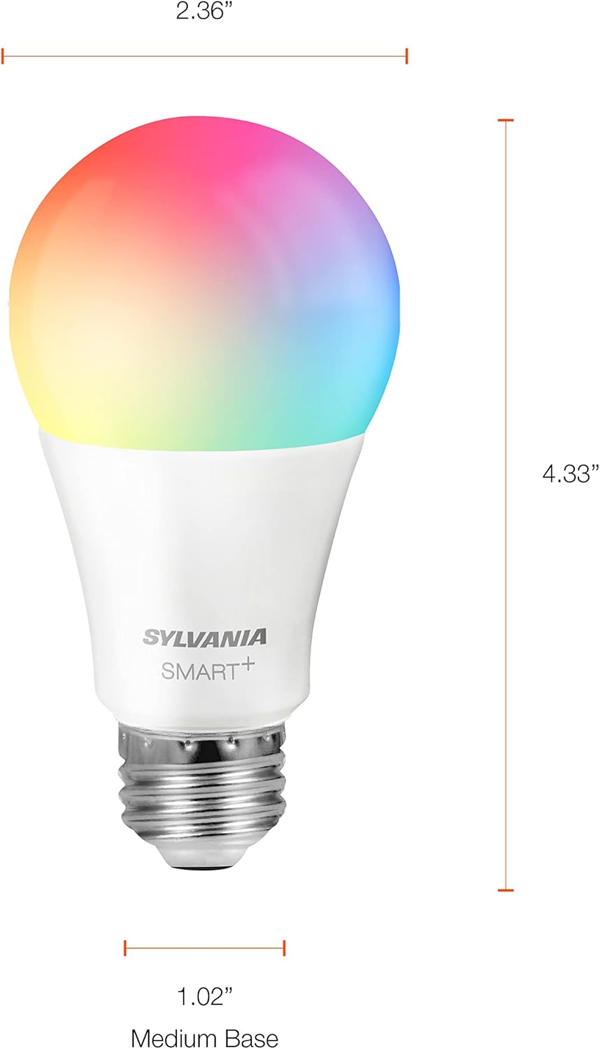 Alternative view of SYLVANIA Wifi LED Smart Light Bulb, 60W Equivalent Full Color and Tunable White A19, Dimmable, Compatible with Alexa and Google Home Only - 4 Pack (75674)