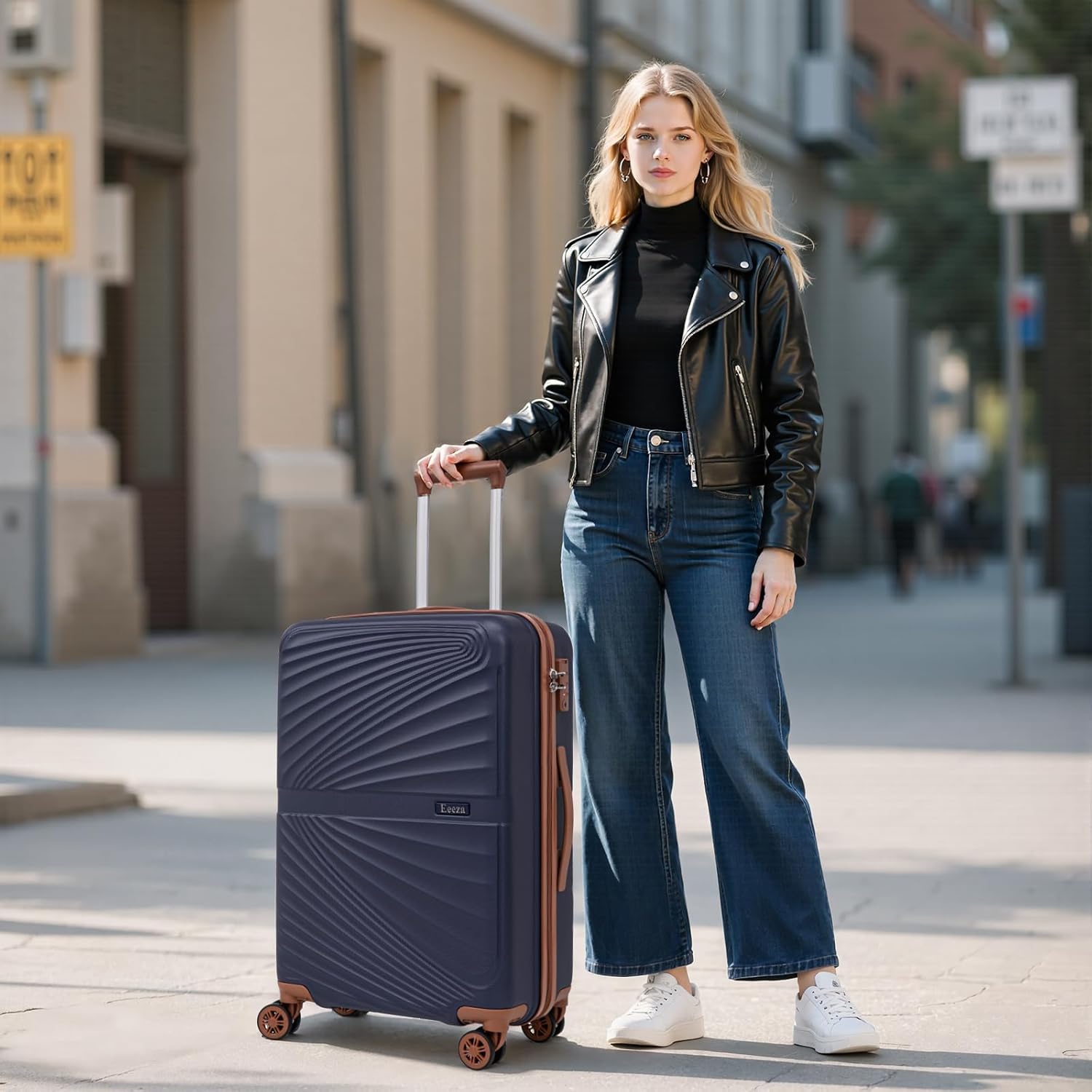 Eeeza Luggage Sets 5 Piece, Suitcases with Wheels, ABS Hard Case Luggage with TSA Lock Spinner Wheels, Carry On Luggage Set (20/24/28 inch)