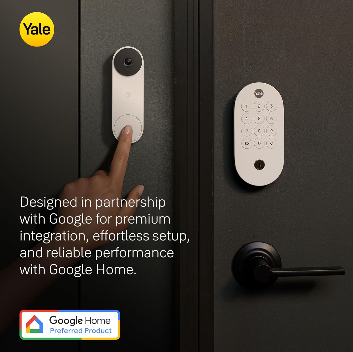 Alternative view of Yale Matte Black Keyed Deadbolt Smart Lock with Google Matter, YRD510-MT1-BLK
