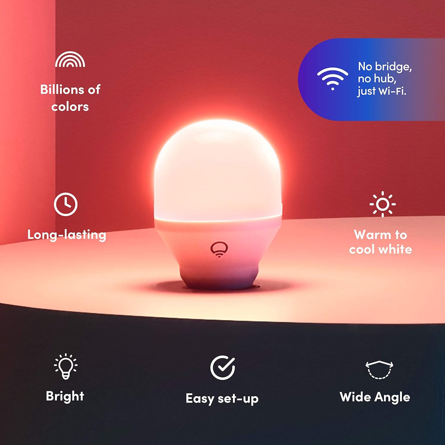 Alternative view of LIFX Color, A19 800 lumens, Wi-Fi Smart LED Light Bulb, Billions of Colors and Whites, No Bridge Required, Compatible with Alexa, Hey Google, HomeKit and Siri (2 Pack)