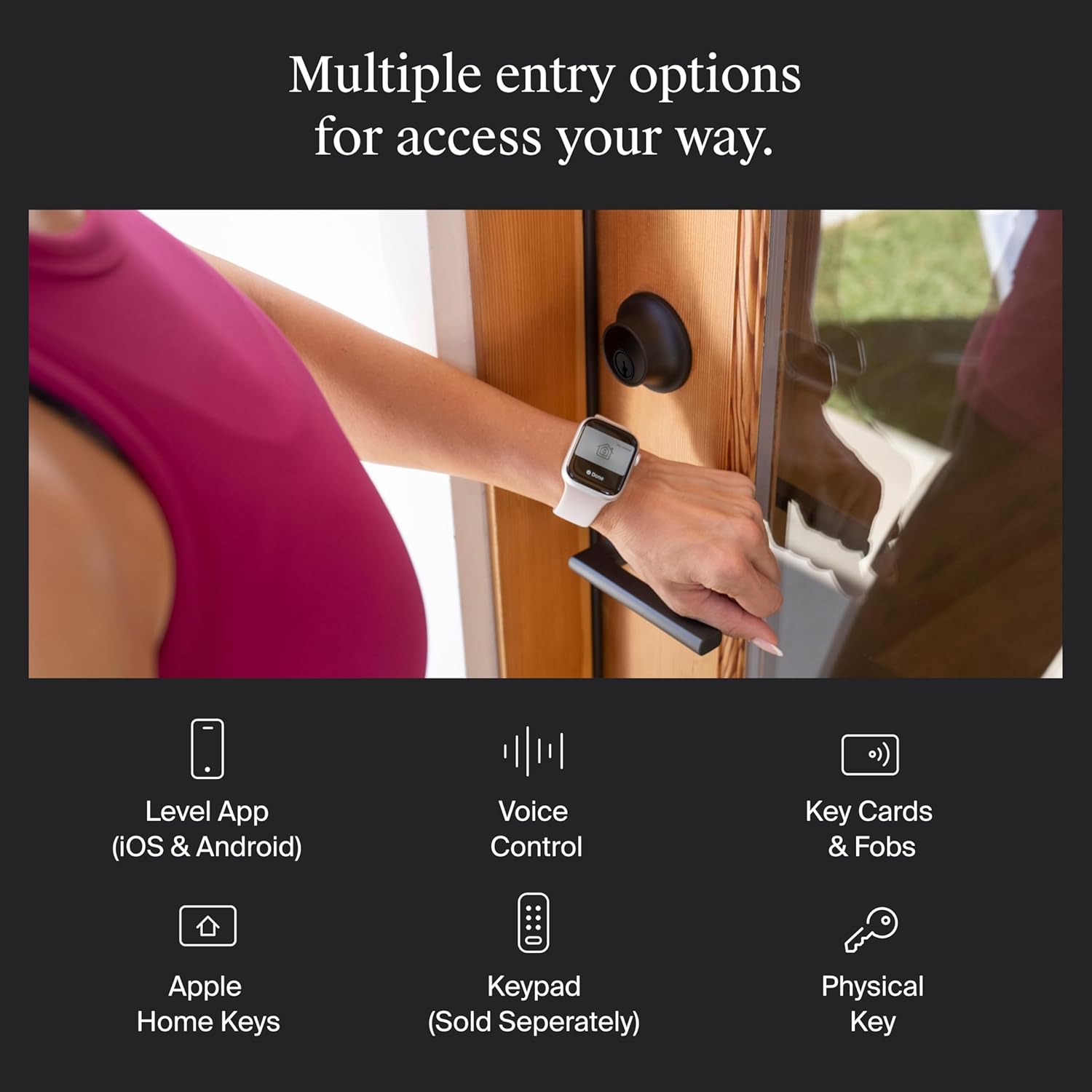 Alternative view of Level Lock+ (Matter) Smart Lock - World's Smallest, Most Advanced Matter-Over-Thread Deadbolt Plus Apple Home Key - Keyless and Remote Access via Apple, Alexa, Google Home, SmartThings (Matte Black)