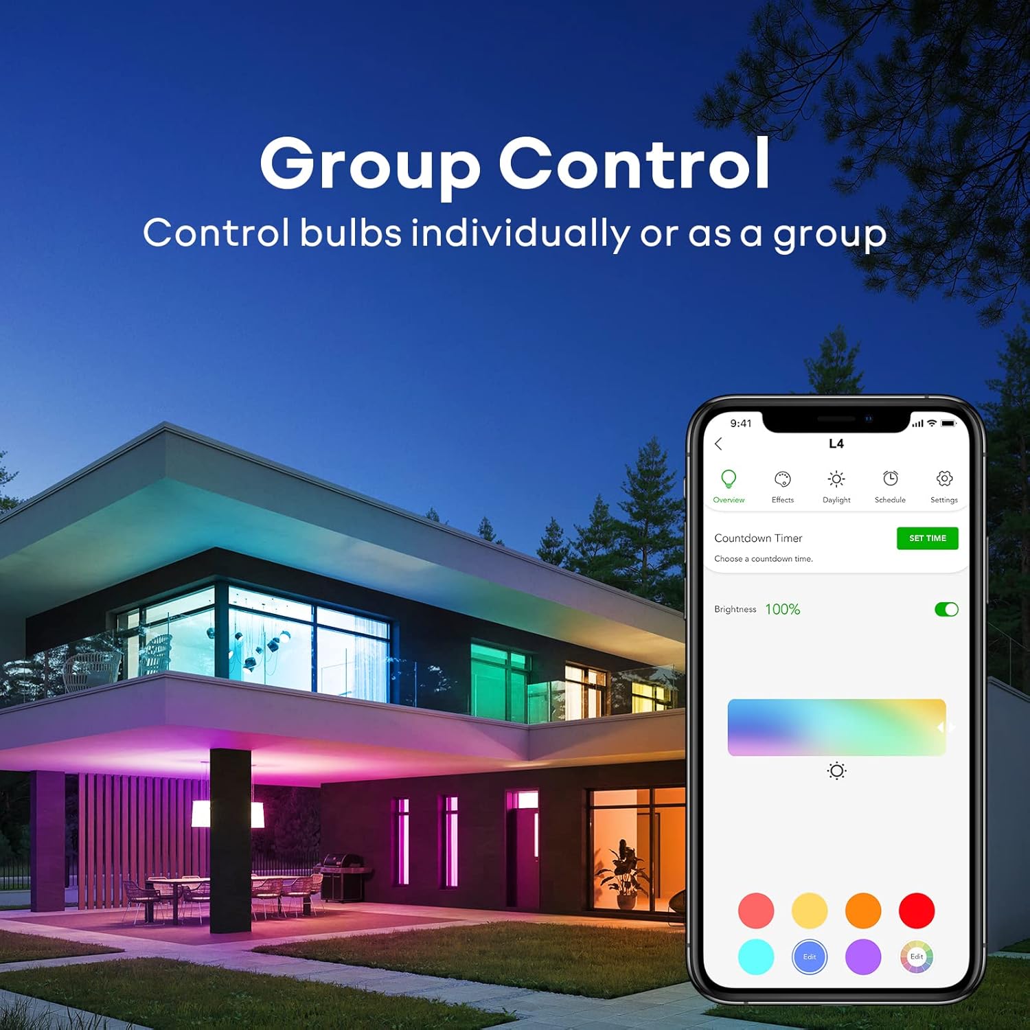 VOCOlinc Smart Light Bulb Works with Apple Homekit, Alexa, Google Home, Full Color Changing WiFi LED Bulbs, 850 Lumens Dimmable Multicolor 2200K-7000K, A21, 9.5W, 4 Pack