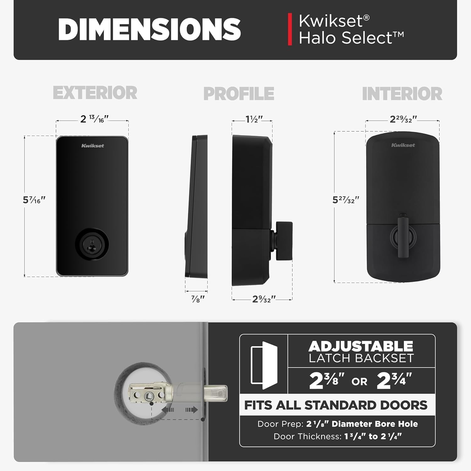 Alternative view of Kwikset Halo Select Smart Lock Keyless Entry Door Lock Wi-Fi and Matter Enabled Deadbolt No Hub Needed, Geofence Auto-Unlock, Grade AAA Certified, Easy Install, Matte Black Lifetime Finish Warranty