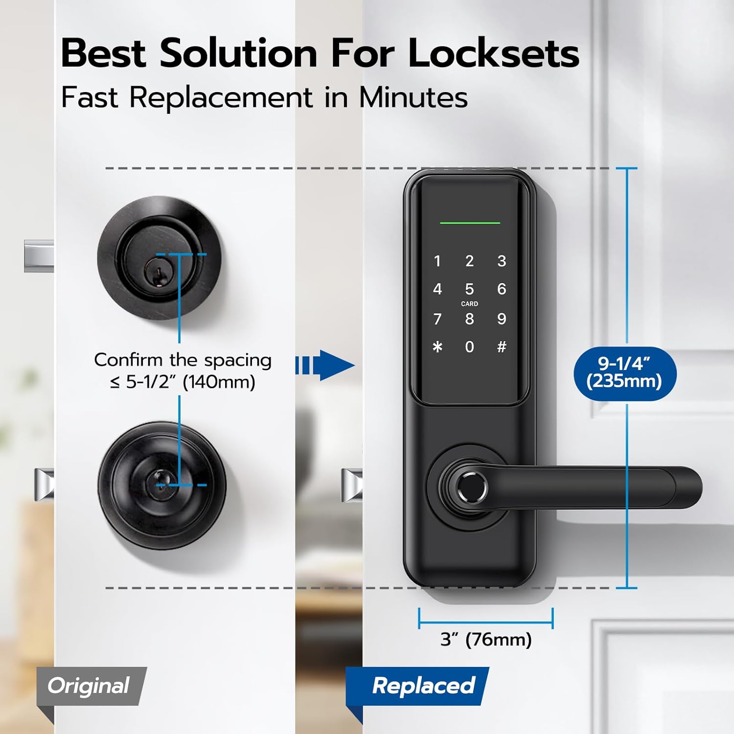 Alternative view of Fingerprint Smart Door Lock with Handle: Keyless Entry Keypad Lock for Front Door, Nyboer Electronic Digital Lock, Lockset Replacement for Exterior Doors
