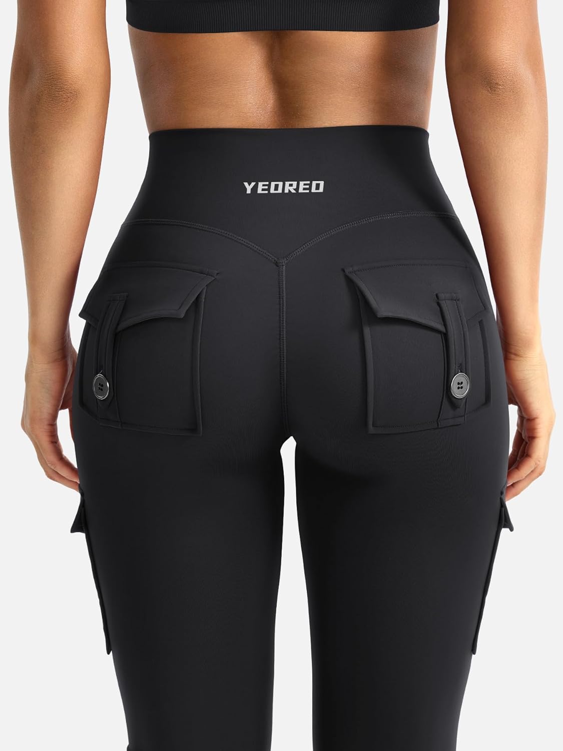 Alternative view of YEOREO CoreFlex Women Workout Flare Leggings with Pockets Hidden Scrunch High Waisted Cargo Gym Yoga No Front Seam Leggings