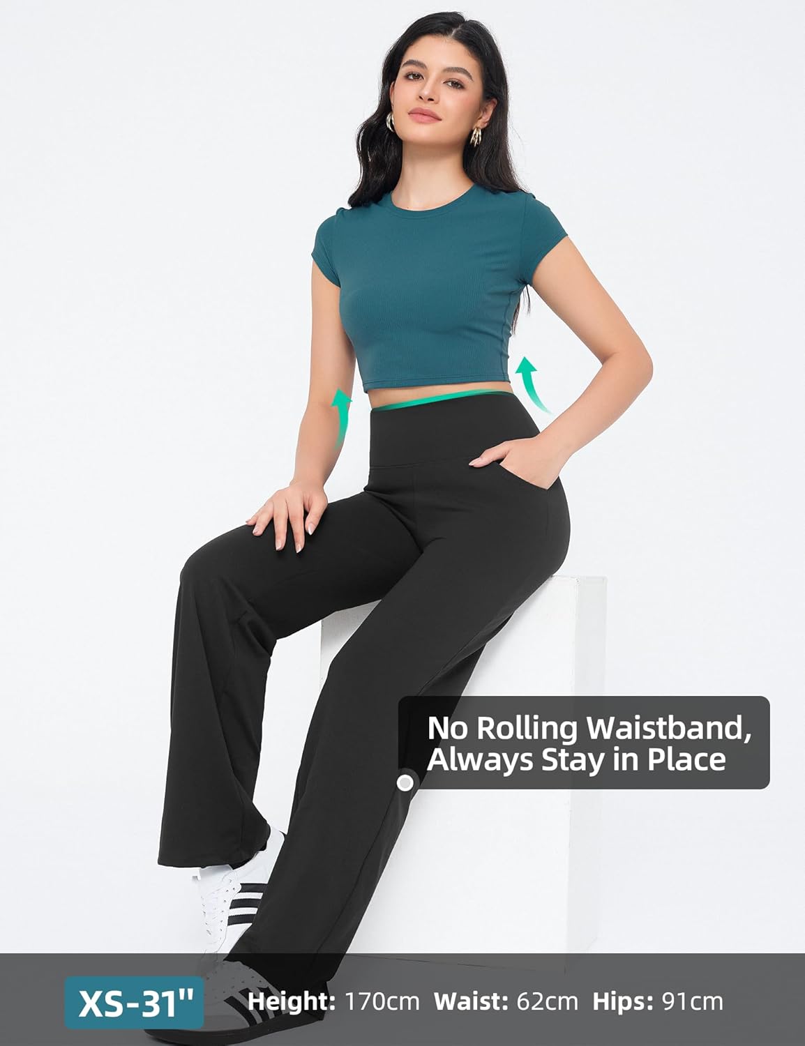 Yogaration High Waisted Wide Leg Yoga Pants with Pockets, Straight Leg Lounge Pants for Women, Stretch Sweatpants Trousers