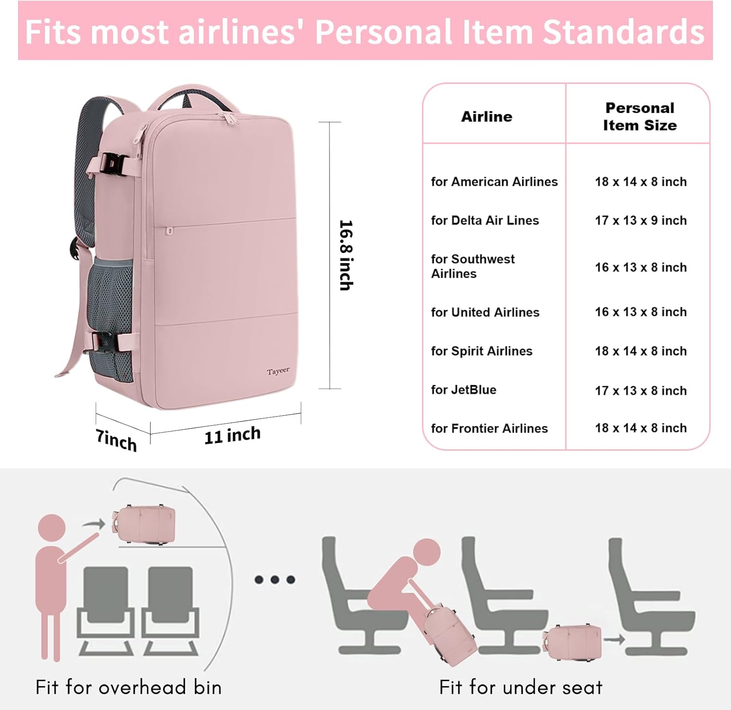 Alternative view of Taygeer Travel Backpack for Women, Carry On Backpack with USB Charging Port & Shoe Pouch, TSA 15.6inch Laptop Mochila Flight Approved, Nurse Bag Casual Daypack for Weekender Business Hiking, Pink