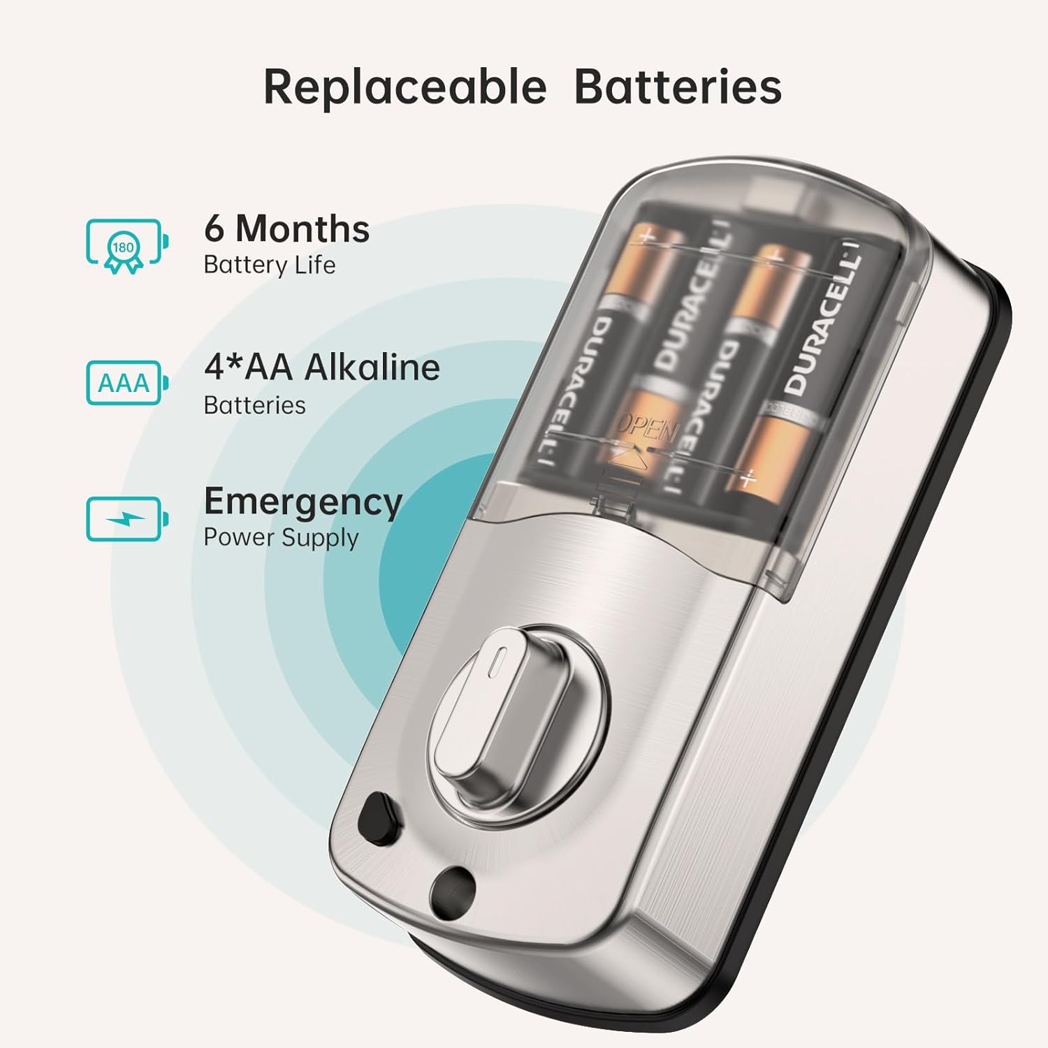 Alternative view of WiFi Keyless Entry Door Lock with Handle : Hornbill Silver Smart Front Door Lock,Front Door Handle Set,Smart Door Knob, Electronic Keypad Deadbolt Set with Alexa Auto Lock for Home