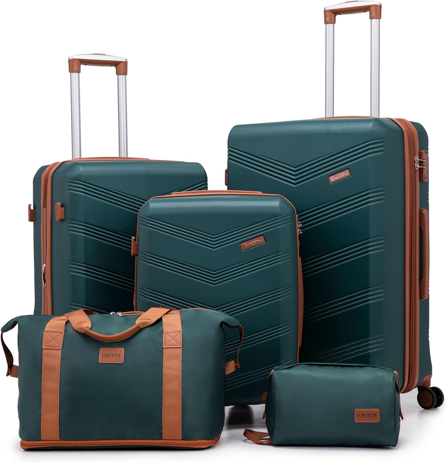 CONCEPTEN Expandable Luggage Sets 5 Piece, Hard Case Suitcase Set with Spinner Wheels,22x14x9 Airline Approved Carry on,Lightweight Durable Suitcase with TSA Lock (Champagne Gold) - Image 7