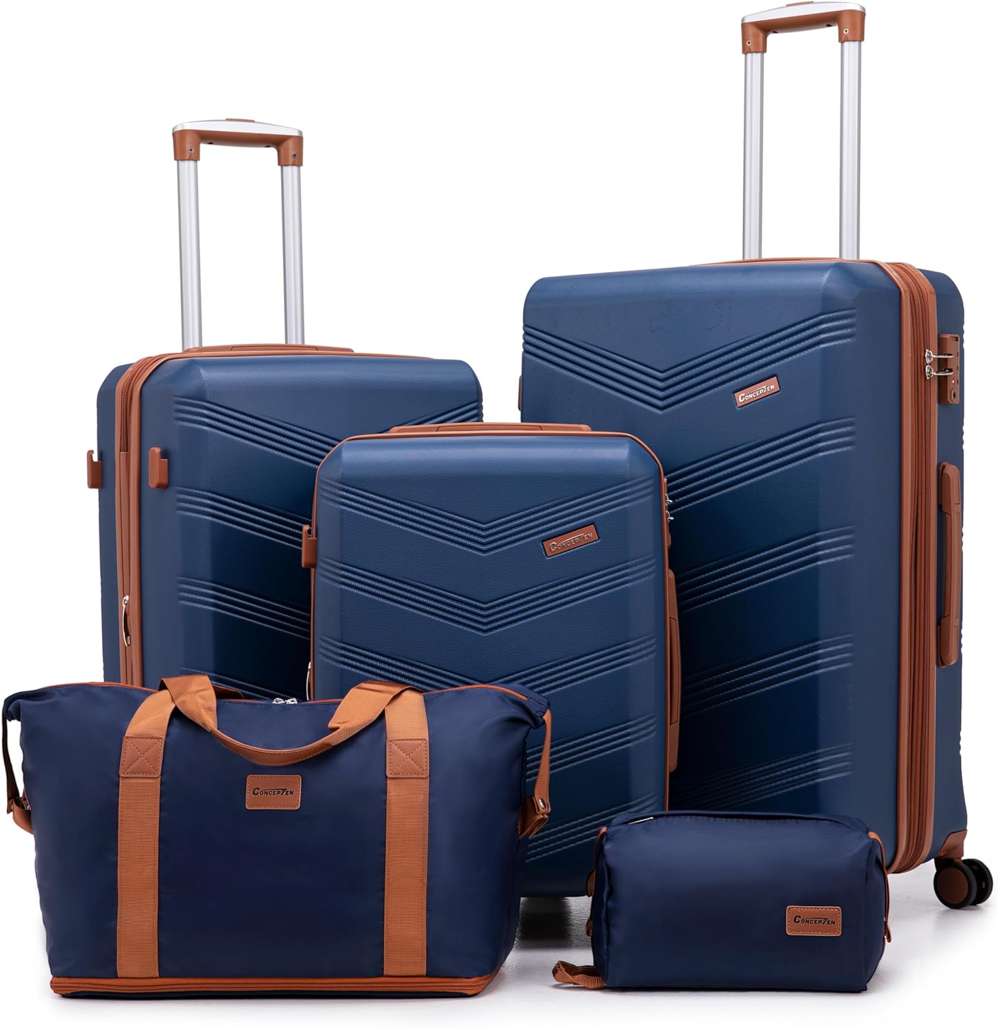 CONCEPTEN Expandable Luggage Sets 5 Piece, Hard Case Suitcase Set with Spinner Wheels,22x14x9 Airline Approved Carry on,Lightweight Durable Suitcase with TSA Lock (Champagne Gold) - Image 8