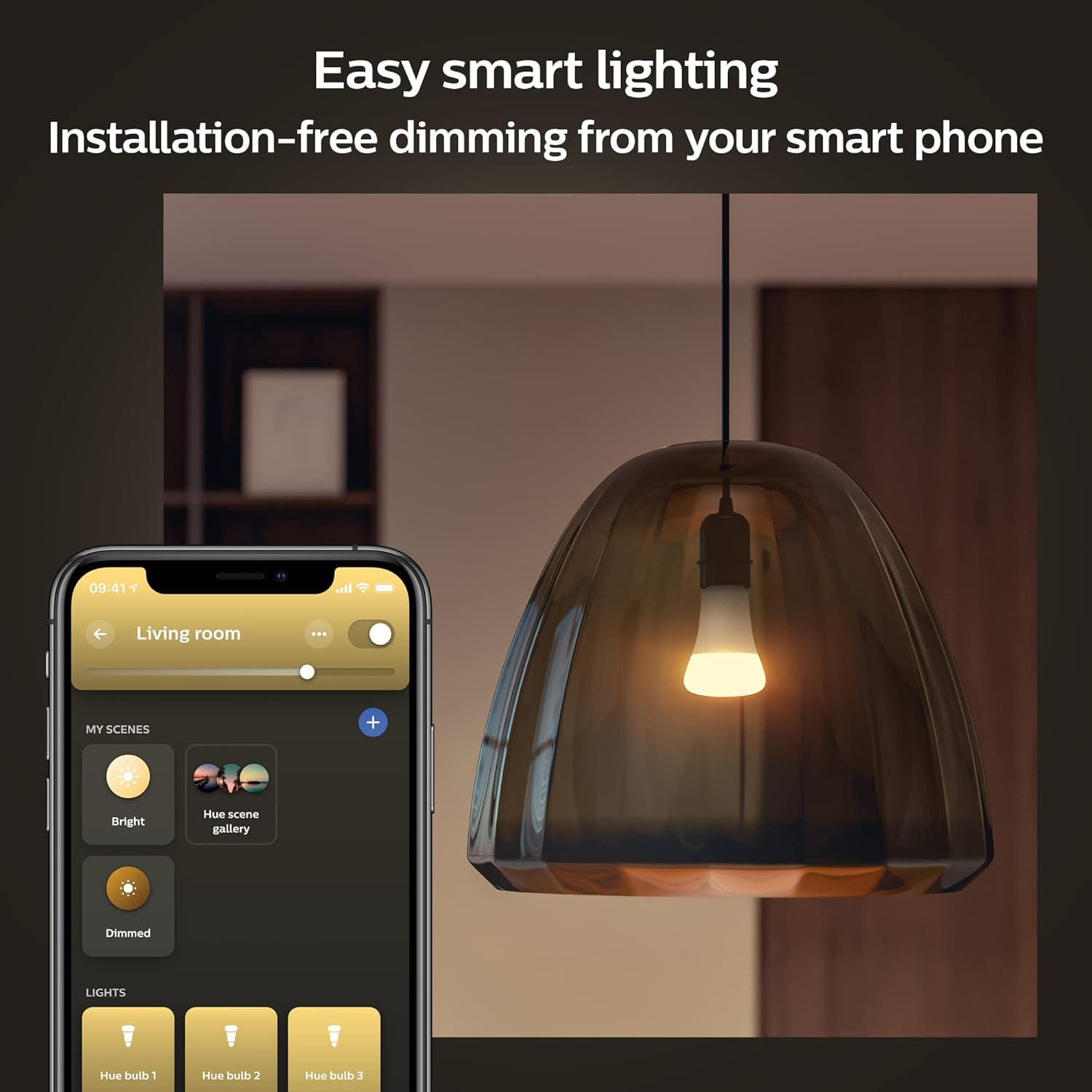 Alternative view of Philips Hue Smart LED A21 Bulb, Warm White Light 2700K, E26 Base, 13.5W, 1600 Lumens, Dimmable, Works with Alexa, Google Assistant, and Apple Home, 1pk