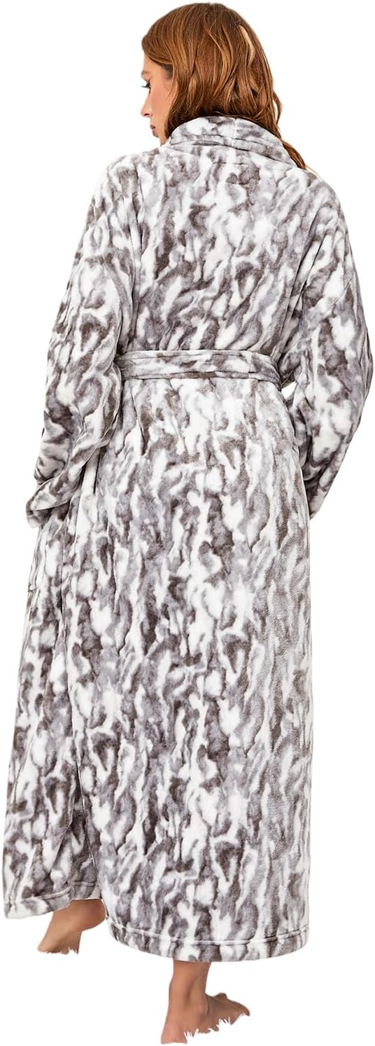 RONGTAI Womens Bathrobe Ladies Fleece Plush Warm Long Robes Fleece Nightgown Sleepwear