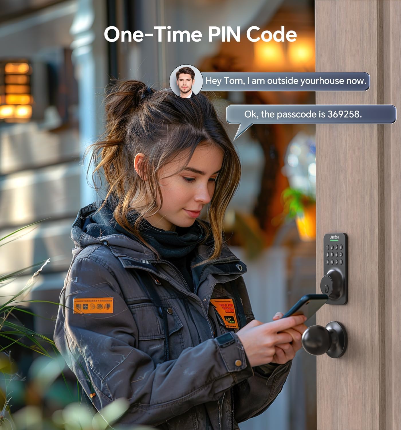 Ulecoce Keyless Entry Keypad Deadbolt with Handle Set, Smart Lock, Auto-Lock + One-Touch Lock, 100 Codes + 15-Min Easy Install, Ideal for Airbnb/Homes/Offices, Fits U.S. Standard Front Doors, Black - Image 6