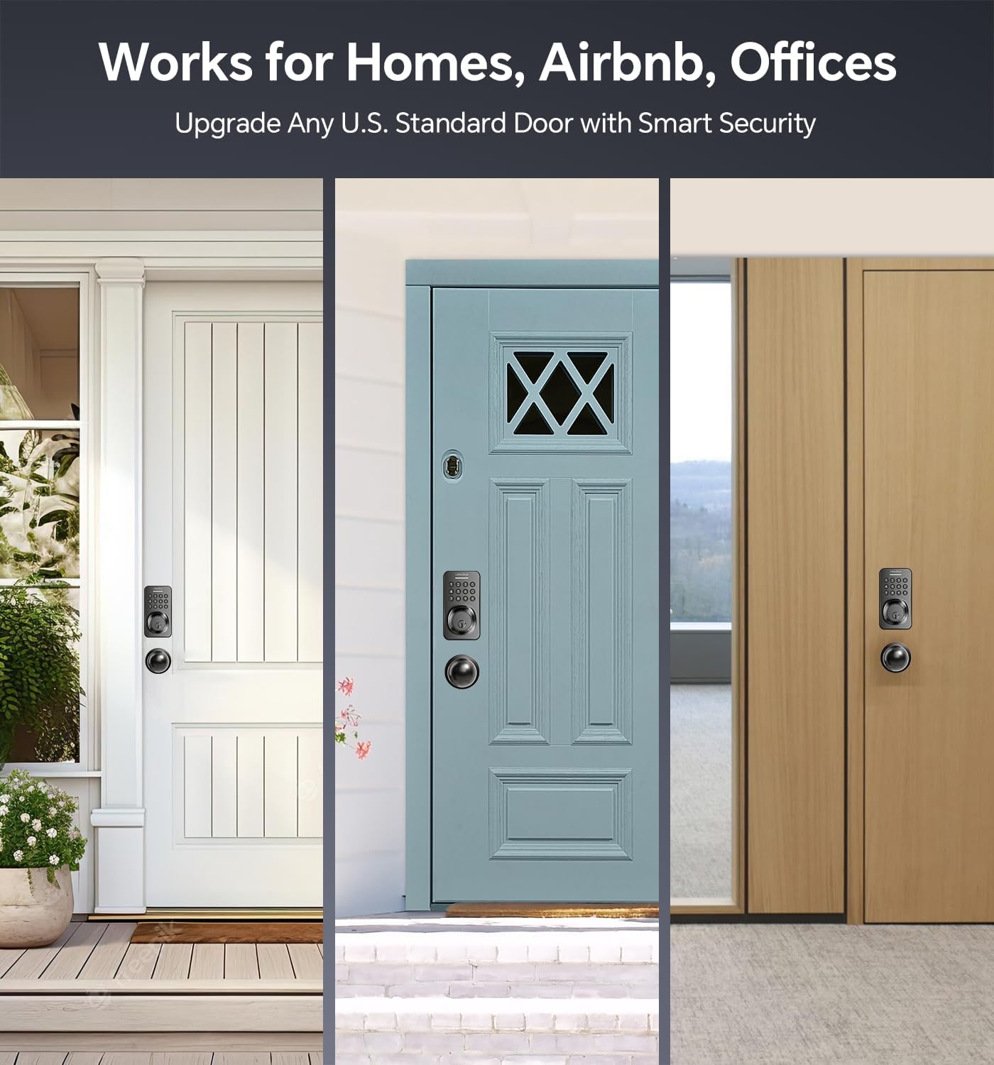 Ulecoce Keyless Entry Keypad Deadbolt with Handle Set, Smart Lock, Auto-Lock + One-Touch Lock, 100 Codes + 15-Min Easy Install, Ideal for Airbnb/Homes/Offices, Fits U.S. Standard Front Doors, Black - Image 7