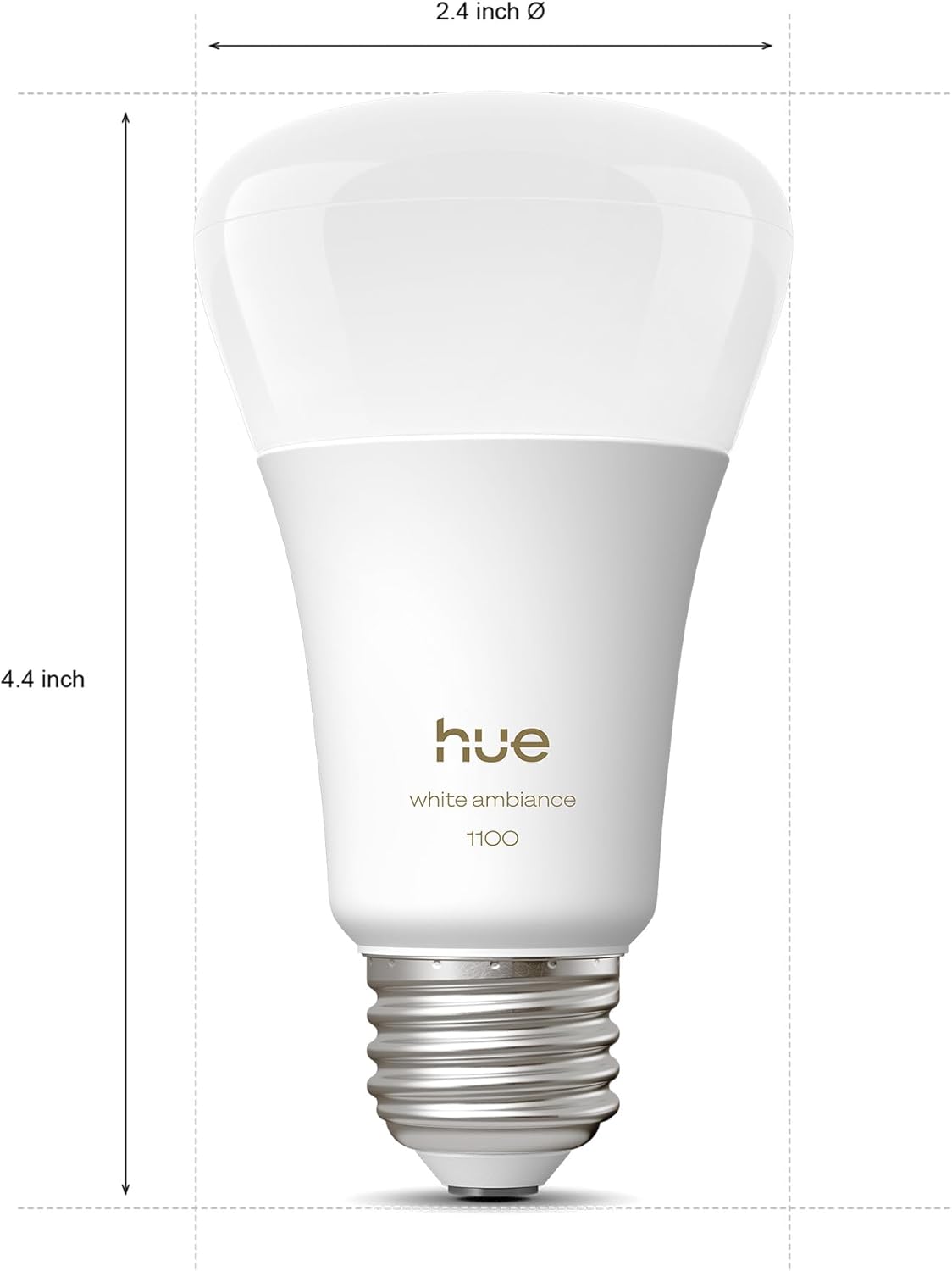 Philips Hue Smart LED A19 Bulb, White Ambiance, E26 Base, 9.5W, Full Spectrum Light 1000K-20000K, 1100 Lumens, Dimmable, Works with Alexa, Google, and Apple Home, 2pk
