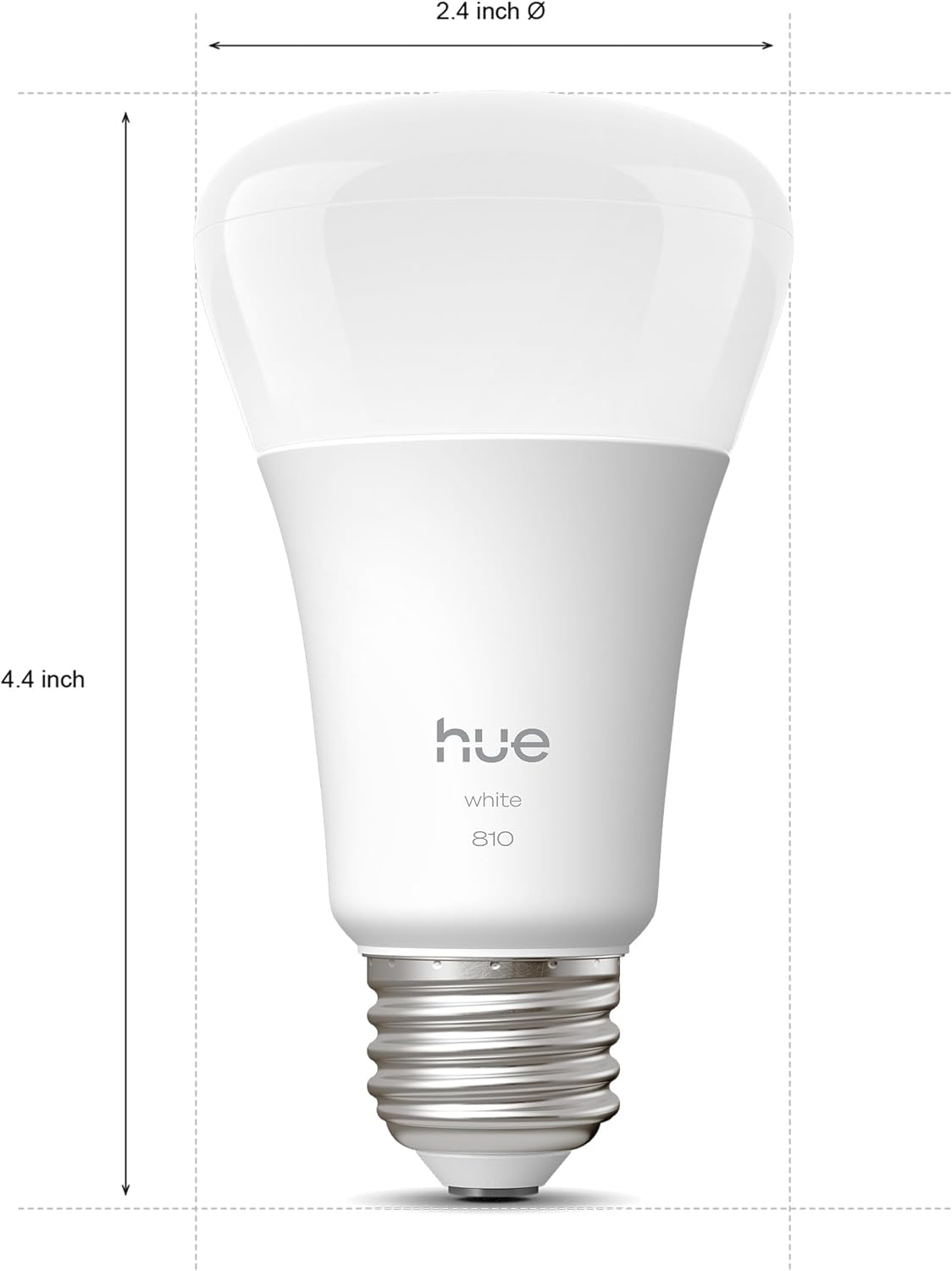 Philips Hue Smart LED A19 Bulb, Warm White Light 2700K, E26 Base, 9W, 810 Lumens, Dimmable, Works with Alexa, Google Assistant, and Apple Home, 2pk