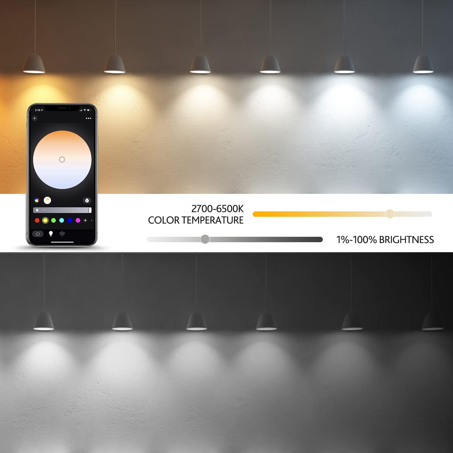 Alternative view of OMTO Smart LED Bulbs, Bluetooth Light Bulbs, RGB+CCT Color Changing Light Bulbs with App Control, A19, E26, 10W Music Sync and 8 Scene Mode for Living Room Bedroom Party (Not Support WiFi/Alexa) (2)
