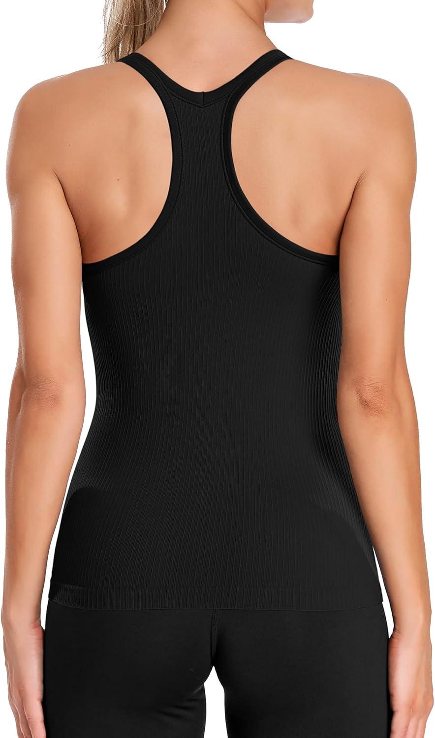 ATTRACO Ribbed Workout Tank Tops for Women with Built in Bra Tight Racerback Scoop Neck Athletic Top