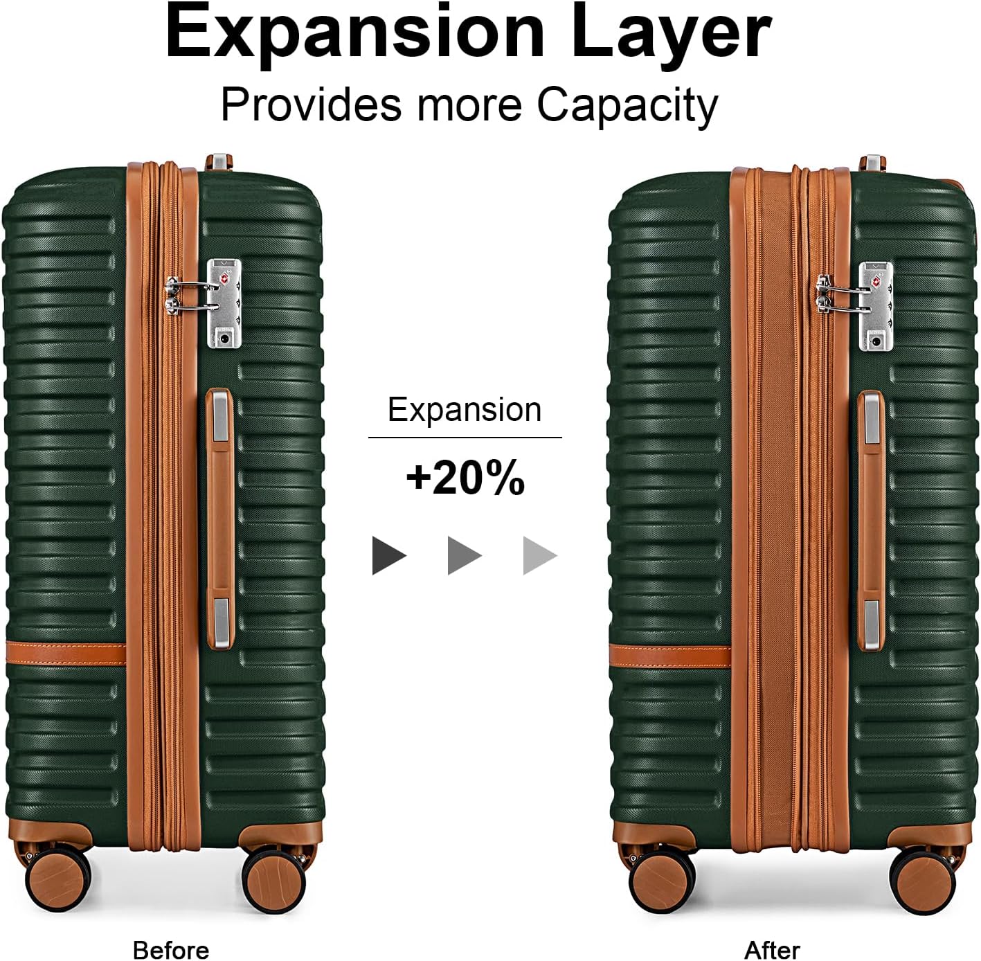 Alternative view of Joyway Luggage Set 7 Piece Suitcase Sets with Spinner Wheel,Hardside Expandable Travel Laggage with TSA Lock(18/20/24/28 Green)