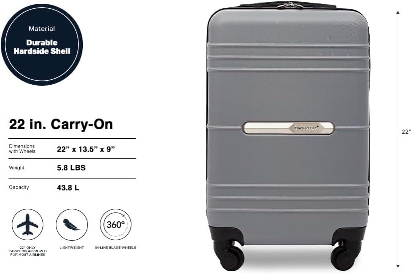Alternative view of Travelers Club 22" Richmond Spinner Carry-On Luggage, Charcoal