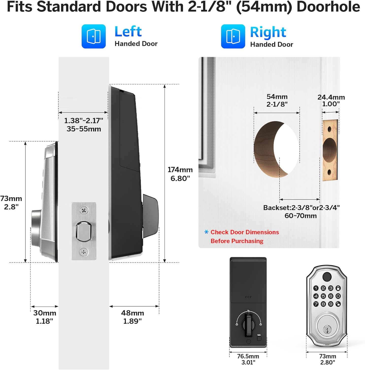 LOCK&SOLVER Keyless Entry Door Lock, Smart Lock for Front Door, Keypad Fingerprint Doorlock, App Remote Control, One-Time Code, Auto Lock, Easy Installation with Video Guide, Rust-Resistant Zinc