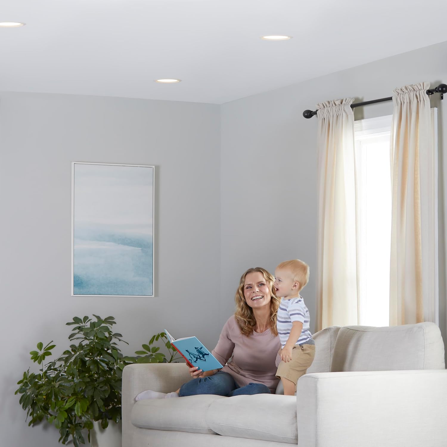 Amazon Basics Smart BR30 LED Light Bulb, Color Changing, 9W (60W Equivalent), 800LM, Works with Alexa Only, 2.4 GHz Wi-Fi, No Hub Required, 4 Pack