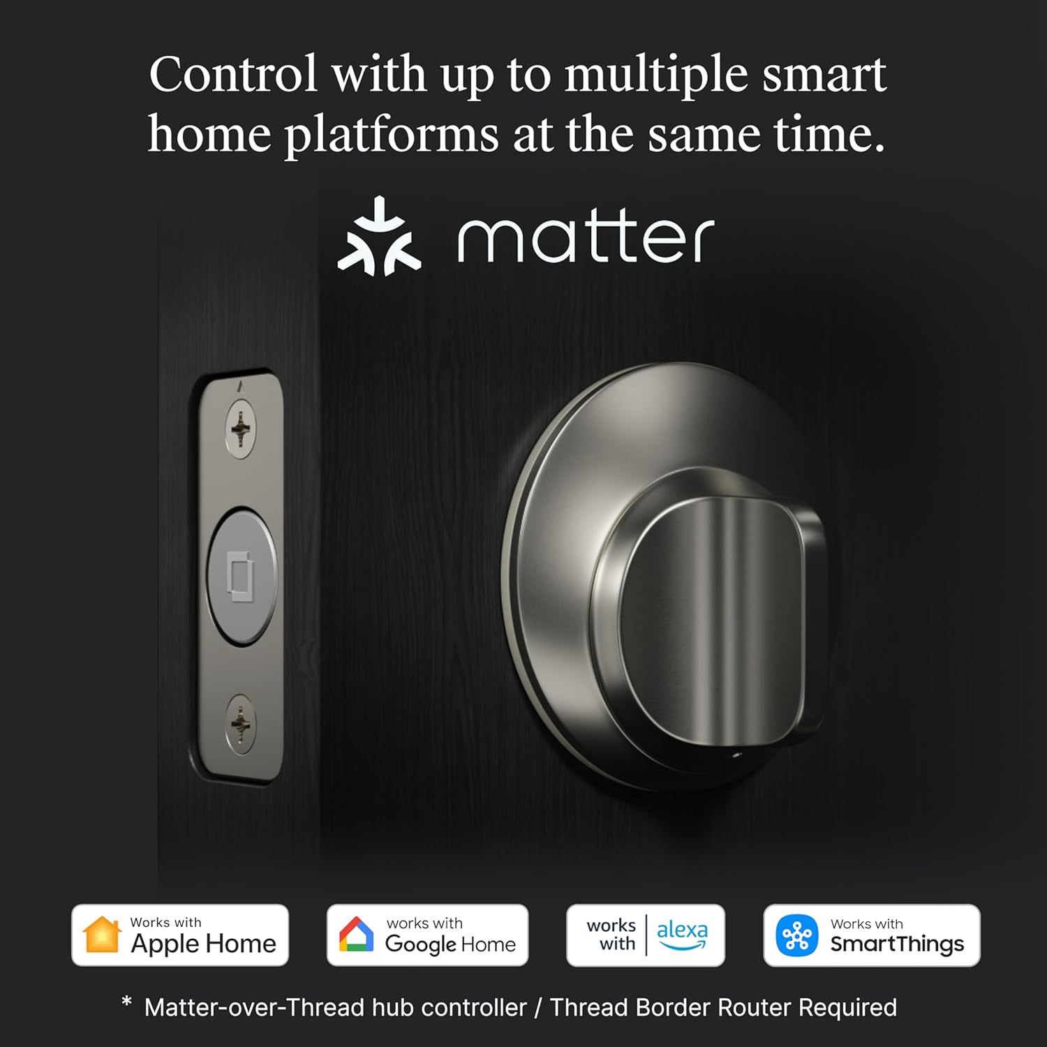 Level Lock (Matter) Smart Lock - World's Smallest, Most Beautifully Designed Matter-Over-Thread Deadbolt - Level App for iOS & Android | Works with Apple Home (Matte Black)