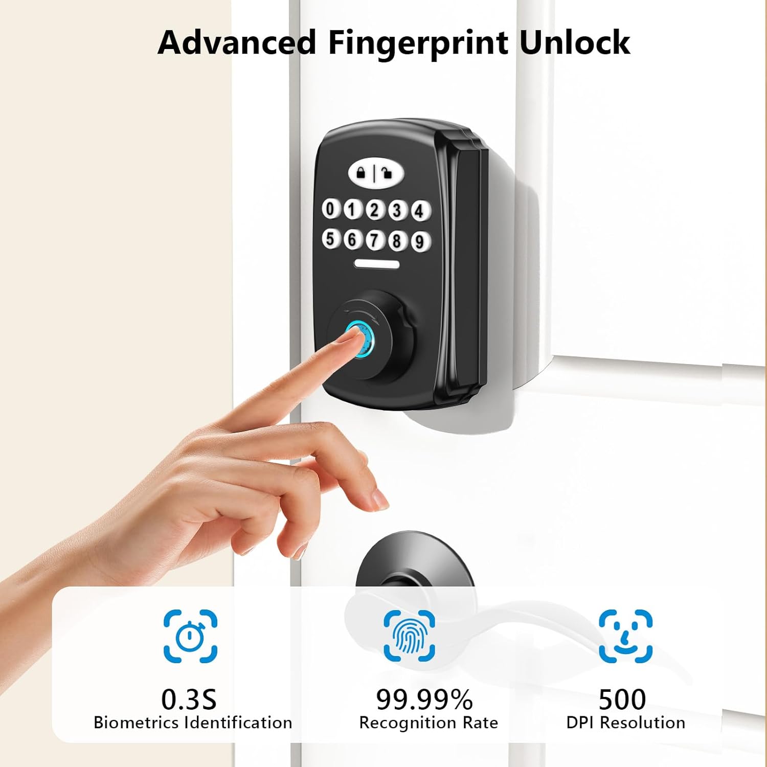 Alternative view of Fingerprint Door Lock - Keyless Entry Door Lock Smart Deadbolt Lock - Electronic Digital Keypad Lock - Smart Locks for Front Door - Auto Lock - Easy Installation