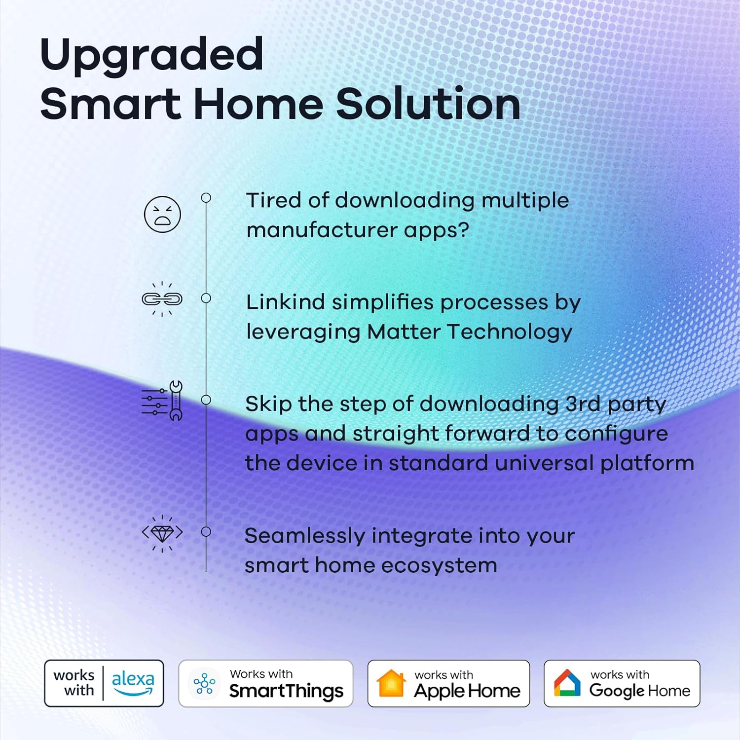 Alternative view of Linkind Matter Smart Light Bulb, Smart Bulbs Work with Apple Home, Siri, Alexa, Google Home, SmartThings, Color Changing Light Bulbs RGTBW Music Sync, Mood Lights, 2.4Ghz WiFi A19 E26 60W 800LM 3 Pack