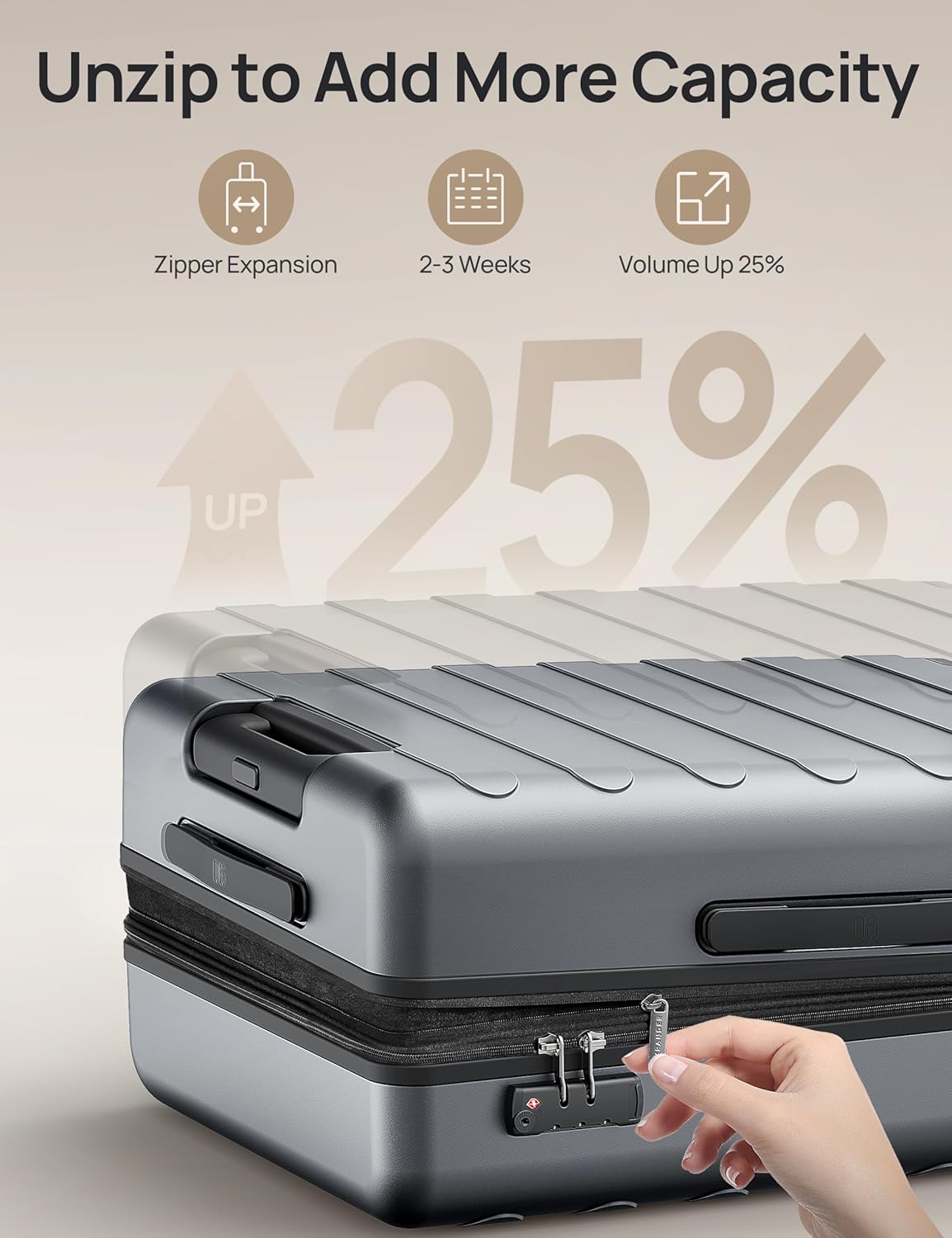 Alternative view of NINETYGO Carry On Luggage 22x14x9 Airline Approved, 20 Inch Luggage with Smooth Spinner Wheels, Expandable, Hard Shell PC Suitcase, Lightweight Travel Luggage, TSA Approved (Grey, Rhine Max)